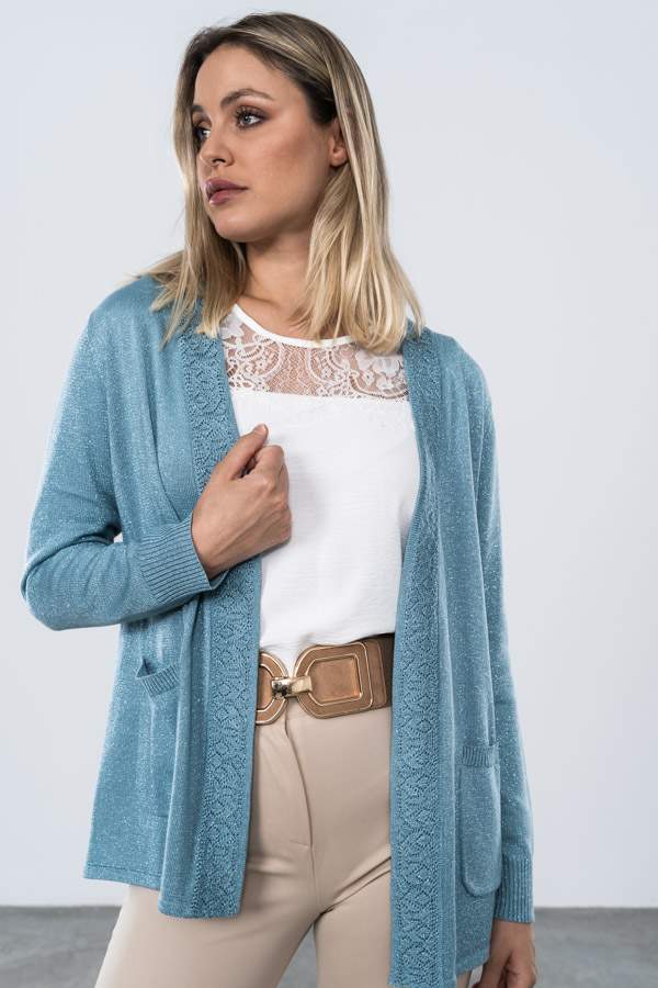 CHAQUETA LUREX CALADO AZUL