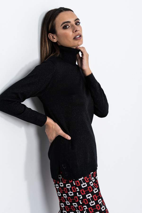 JERSEY C/CISNE LUREX NEGRO