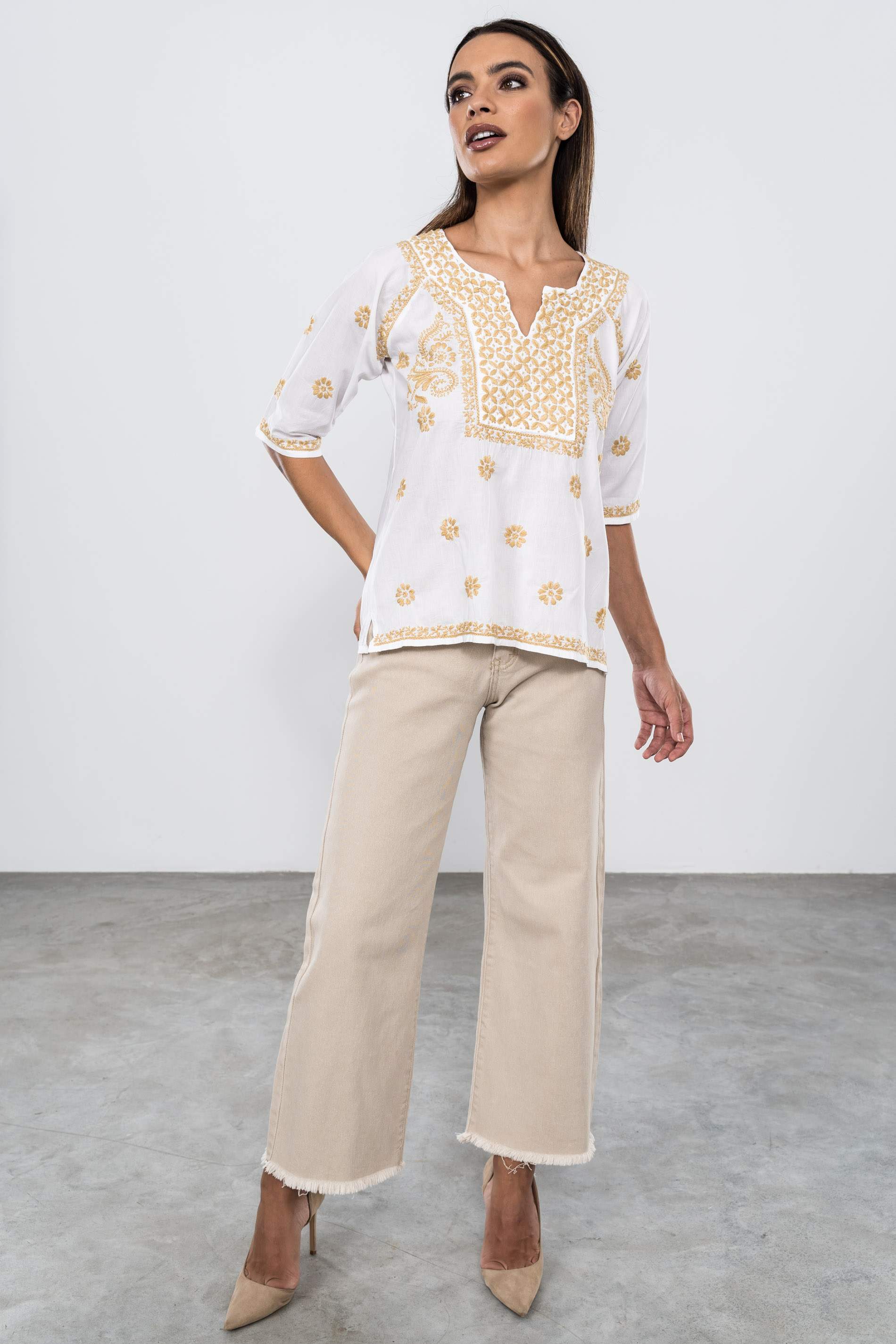 BLUSA BORDADO CONTRASTE