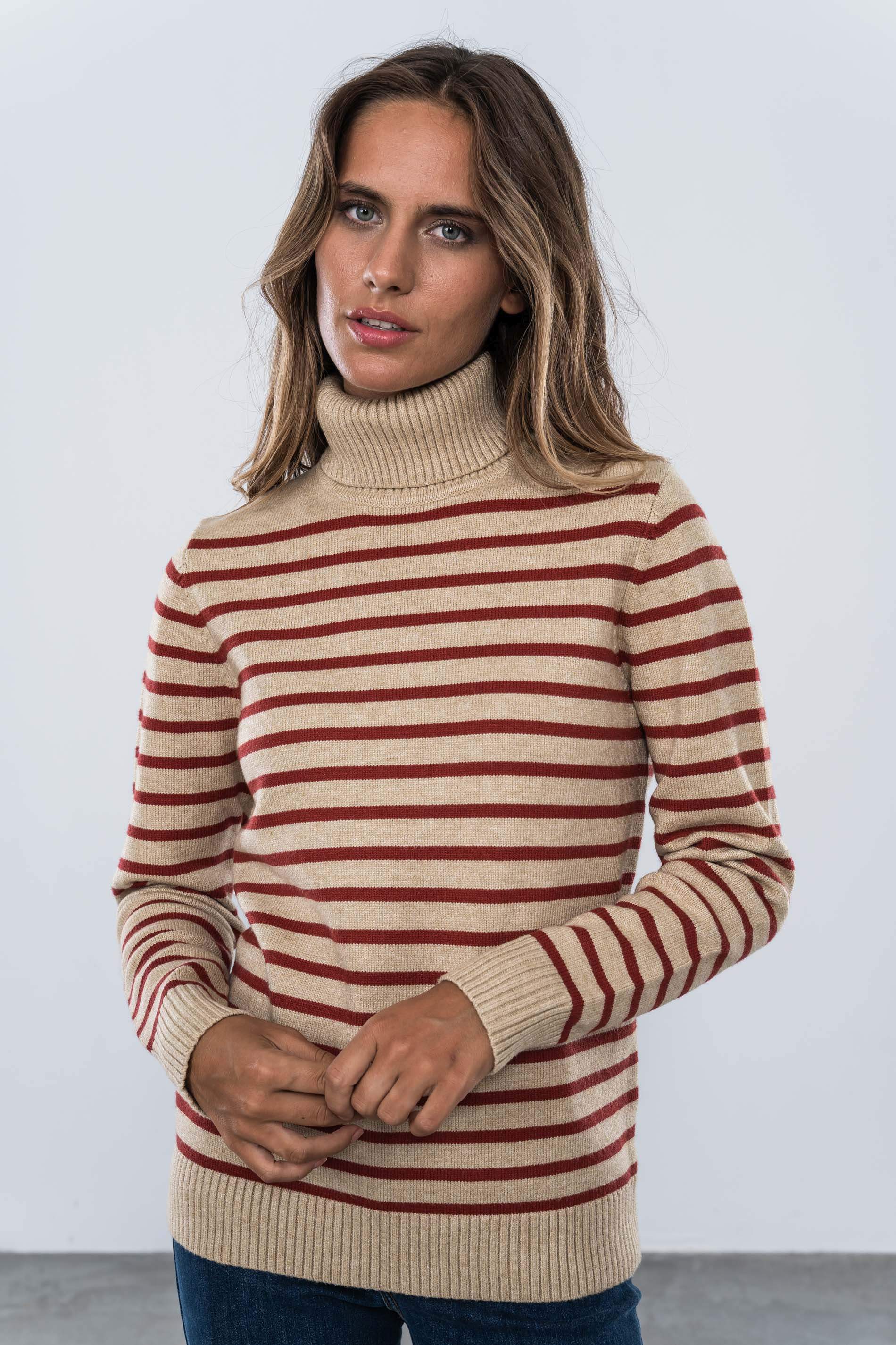 JERSEY CUELLO CISNE RAYAS CRUDO Y CAMEL