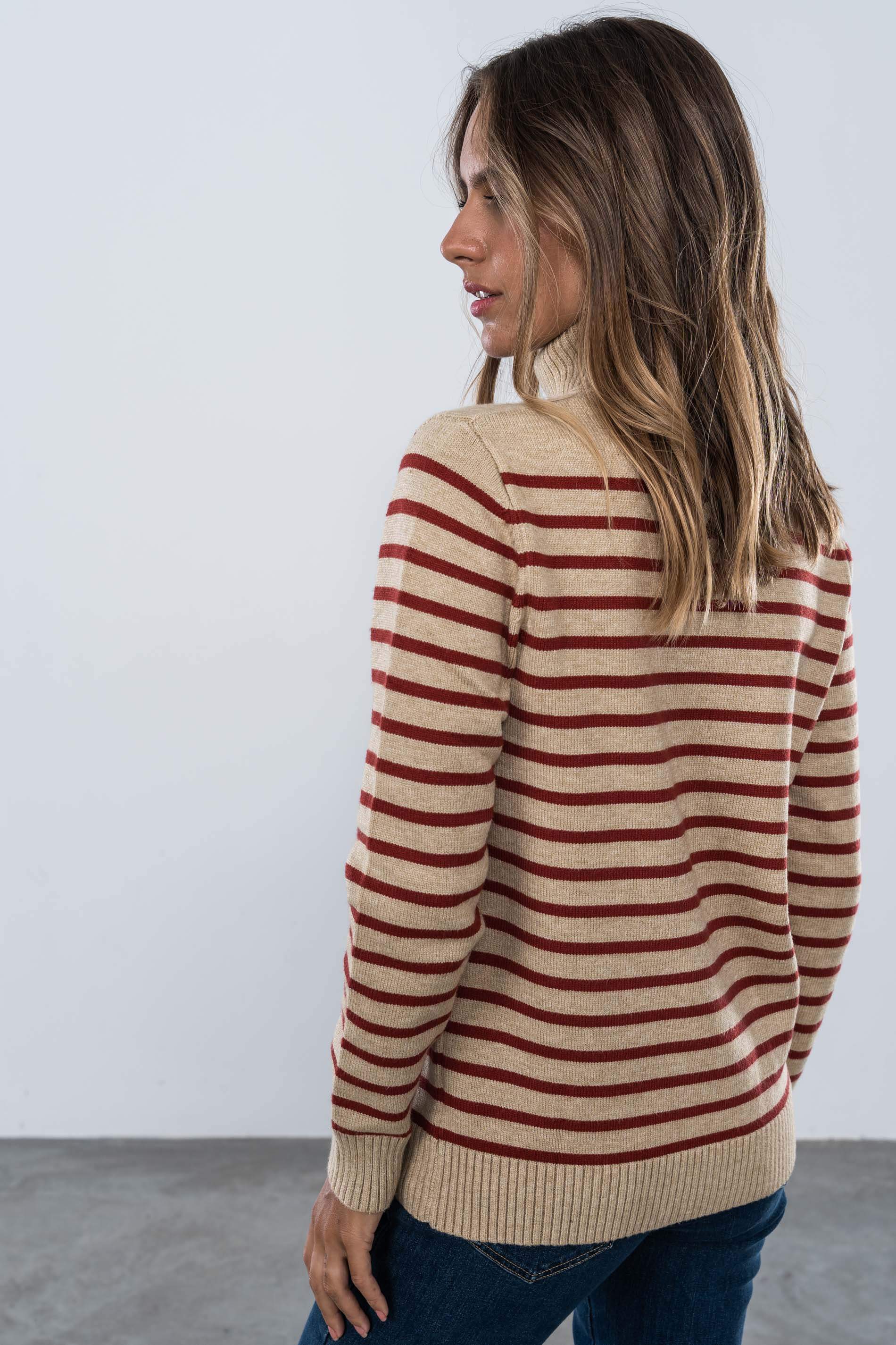 JERSEY CUELLO CISNE RAYAS CRUDO Y CAMEL