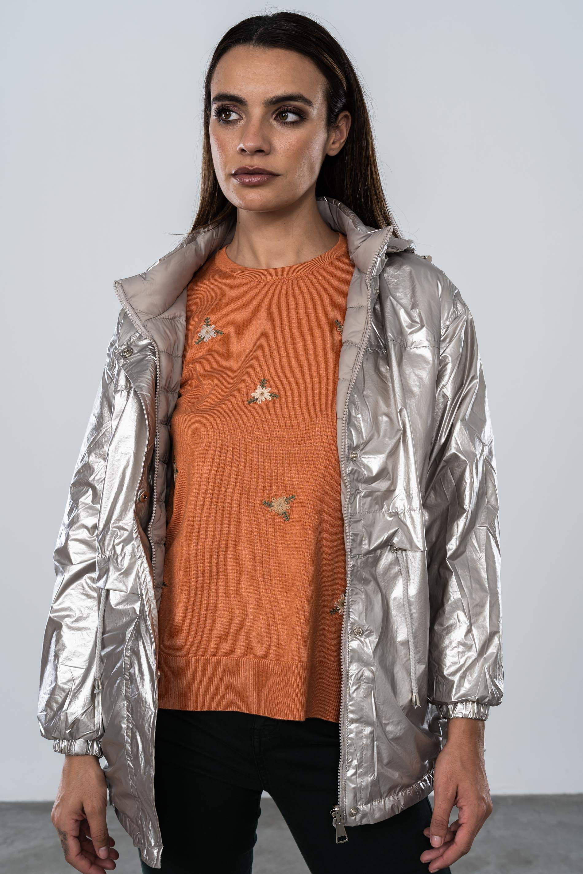 PARKA LIGERA REVERSIBLE SATINADA GRIS