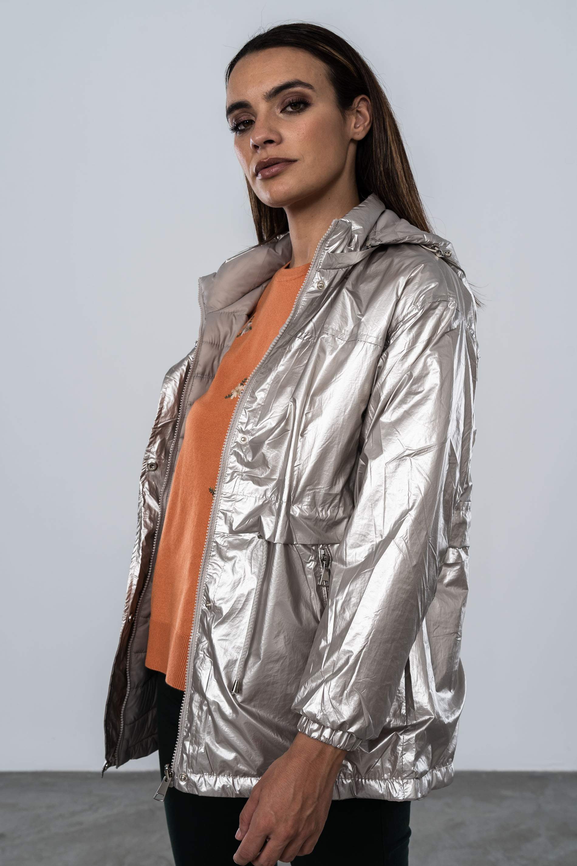 PARKA LIGERA REVERSIBLE SATINADA GRIS