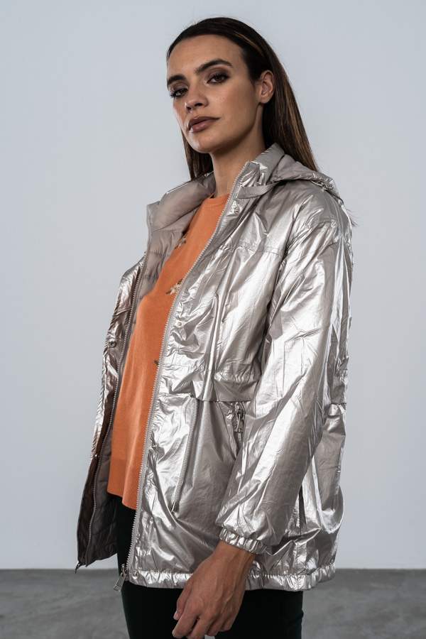 PARKA LIGERA REVERSIBLE SATINADA GRIS