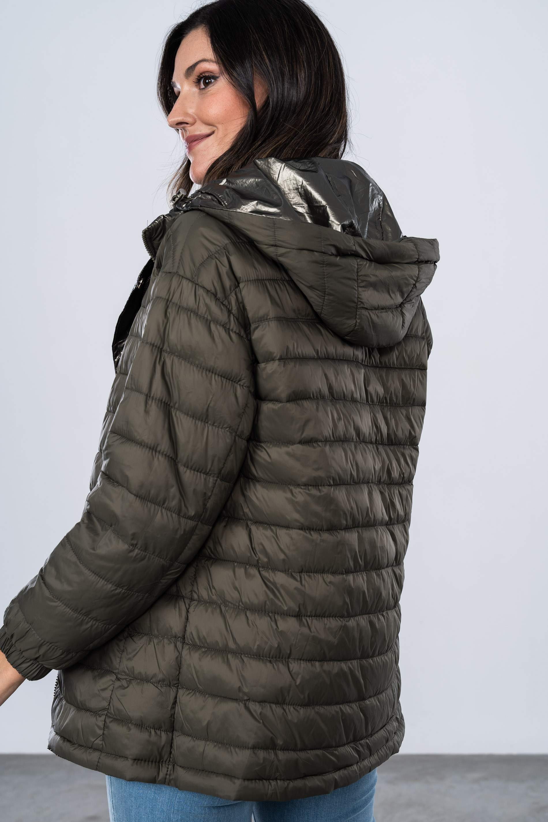 PARKA LIGERA REVERSIBLE SATINADA KAKI