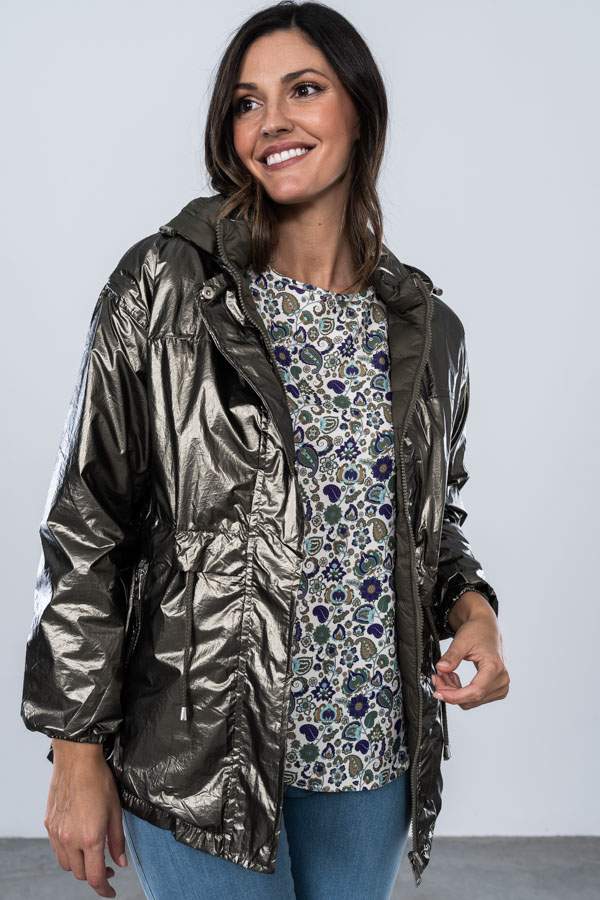 PARKA LIGERA REVERSIBLE SATINADA KAKI