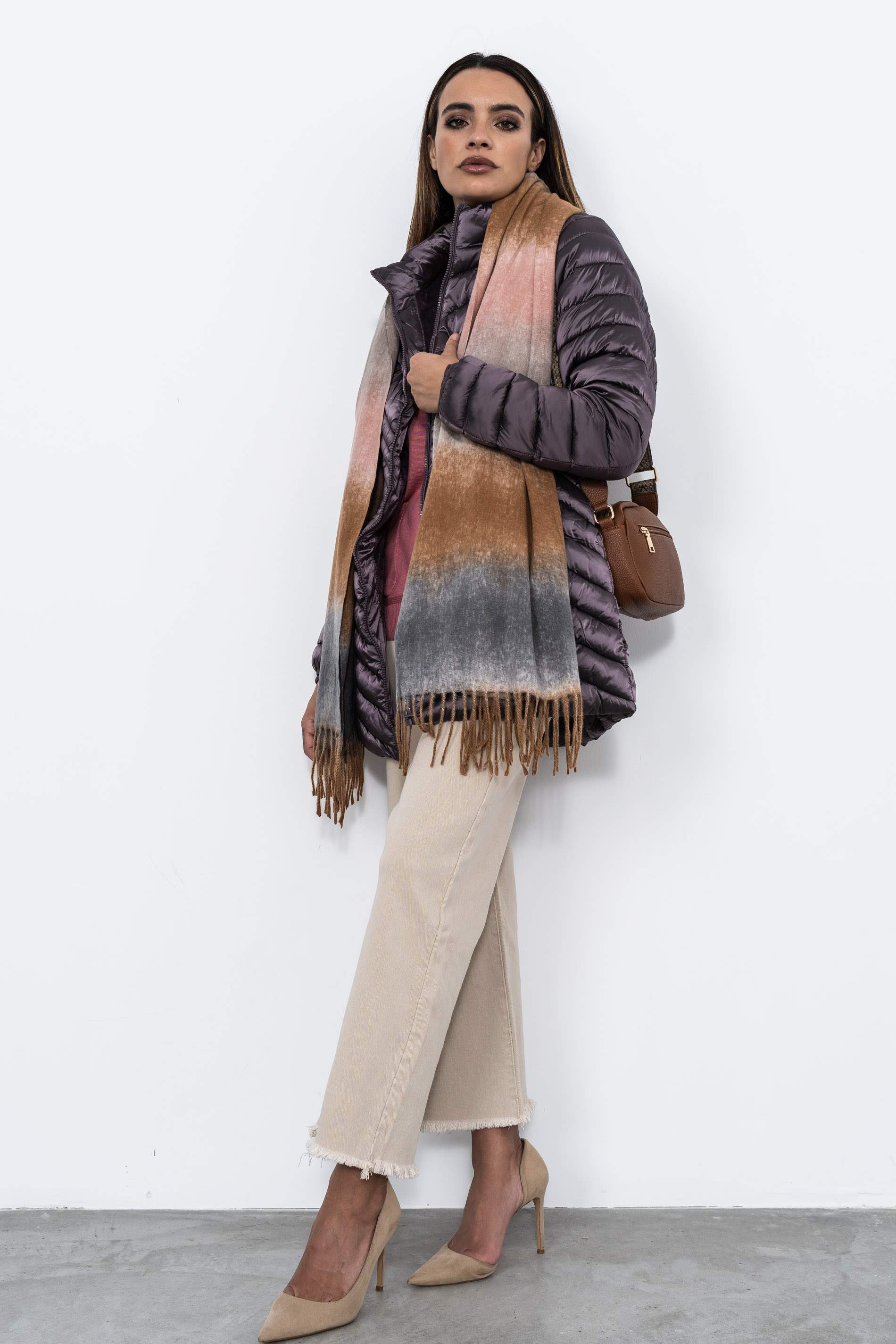 PARKA SATINADA PESPUNTE DIAGONAL PURPURA