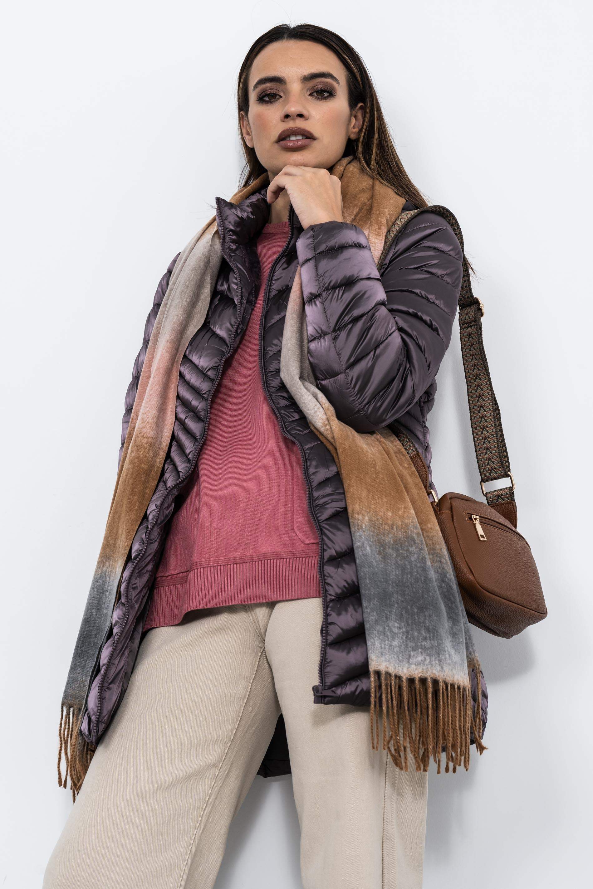 PARKA SATINADA PESPUNTE DIAGONAL PURPURA