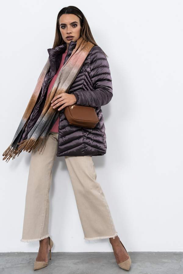 PARKA SATINADA PESPUNTE DIAGONAL PURPURA