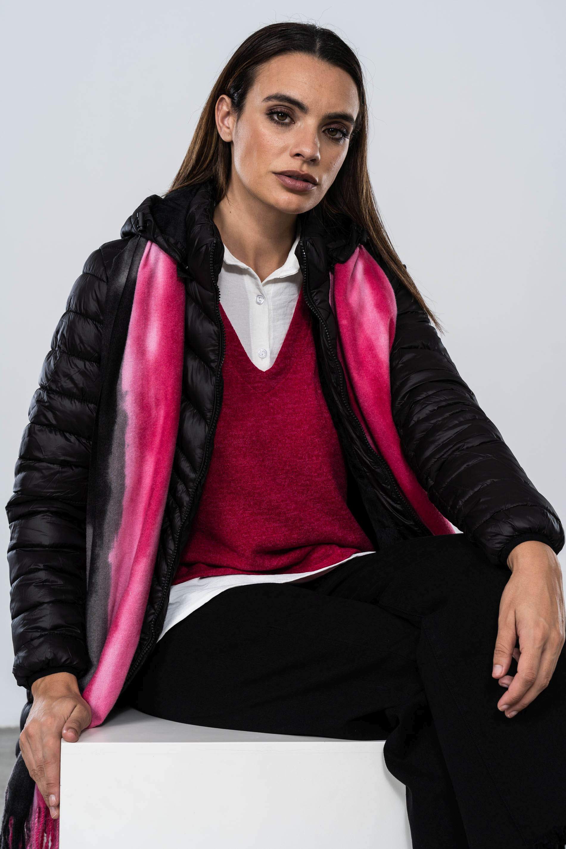 PARKA SATINADA PESPUNTE DIAGONAL NEGRA