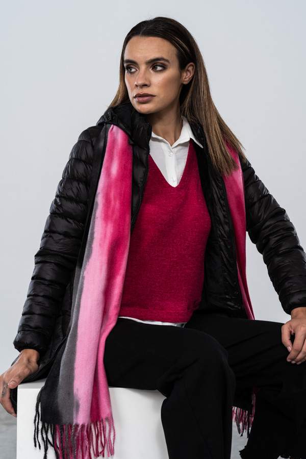 PARKA SATINADA PESPUNTE DIAGONAL NEGRA