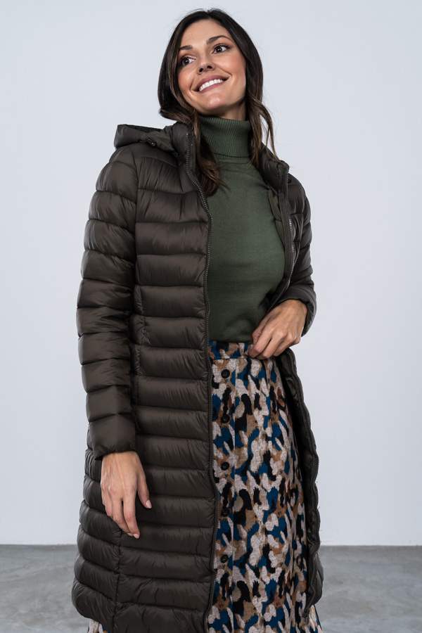 PARKA LARGA CINTURON KAKI