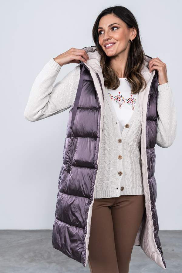 CHALECO REVERSIBLE LARGO PURPURA