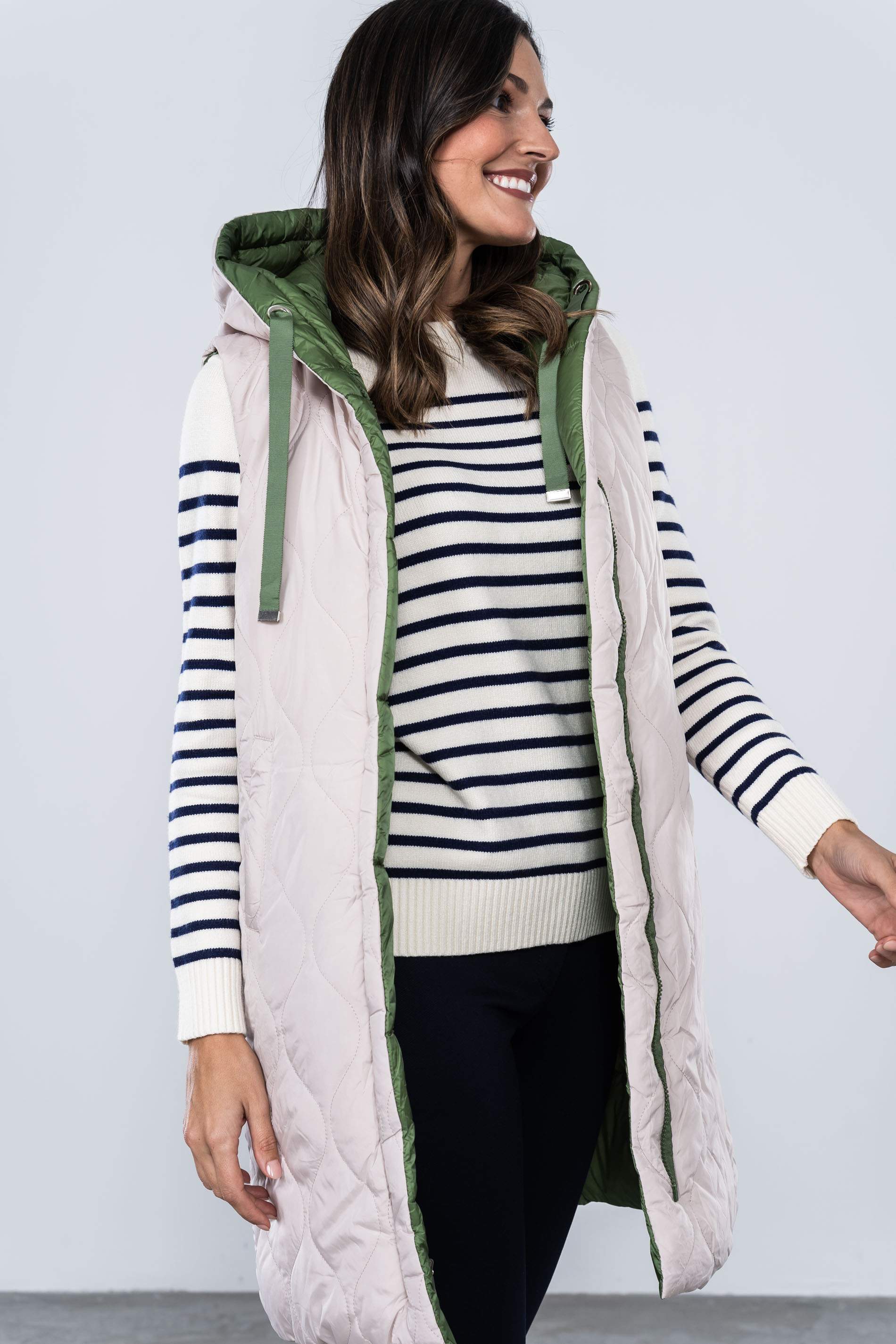 CHALECO REVERSIBLE LARGO VERDE