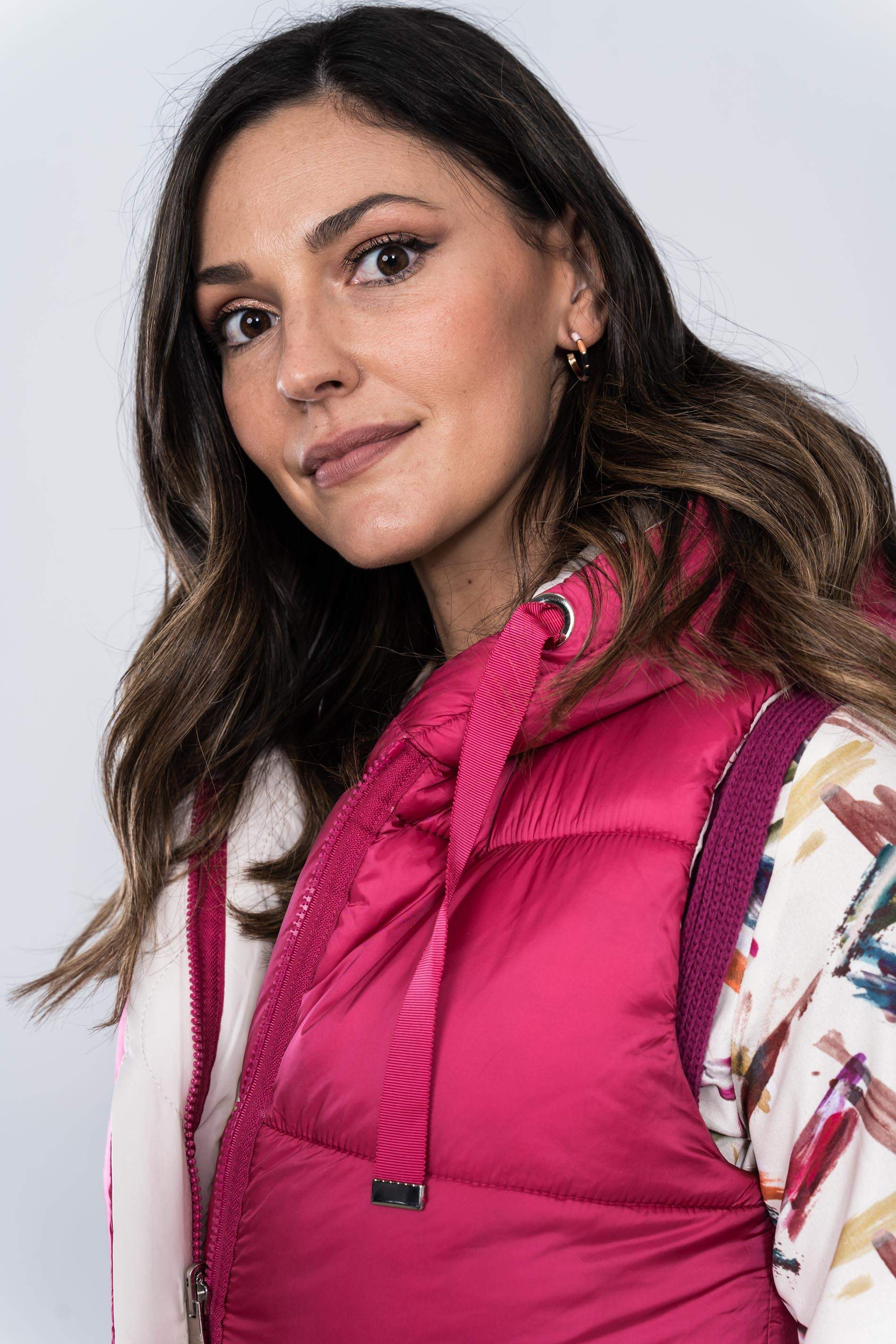 CHALECO REVERSIBLE LARGO FUCSIA