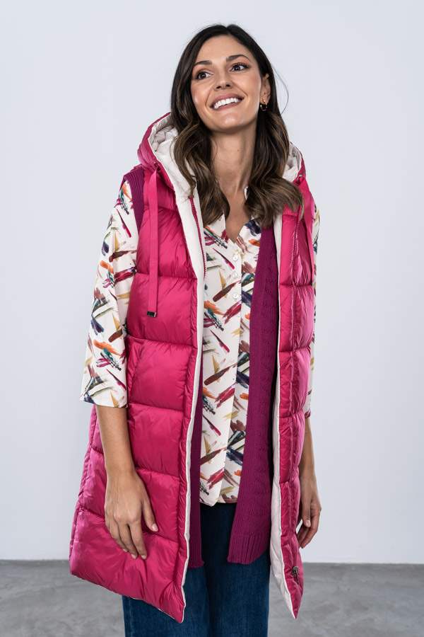 CHALECO REVERSIBLE LARGO FUCSIA