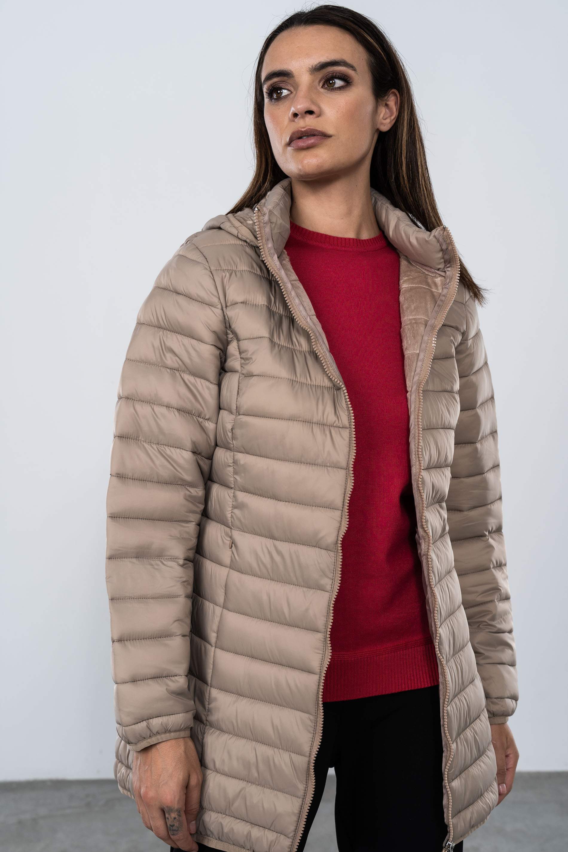 PARKA BOLSILLOS OCULTOS TAUPE