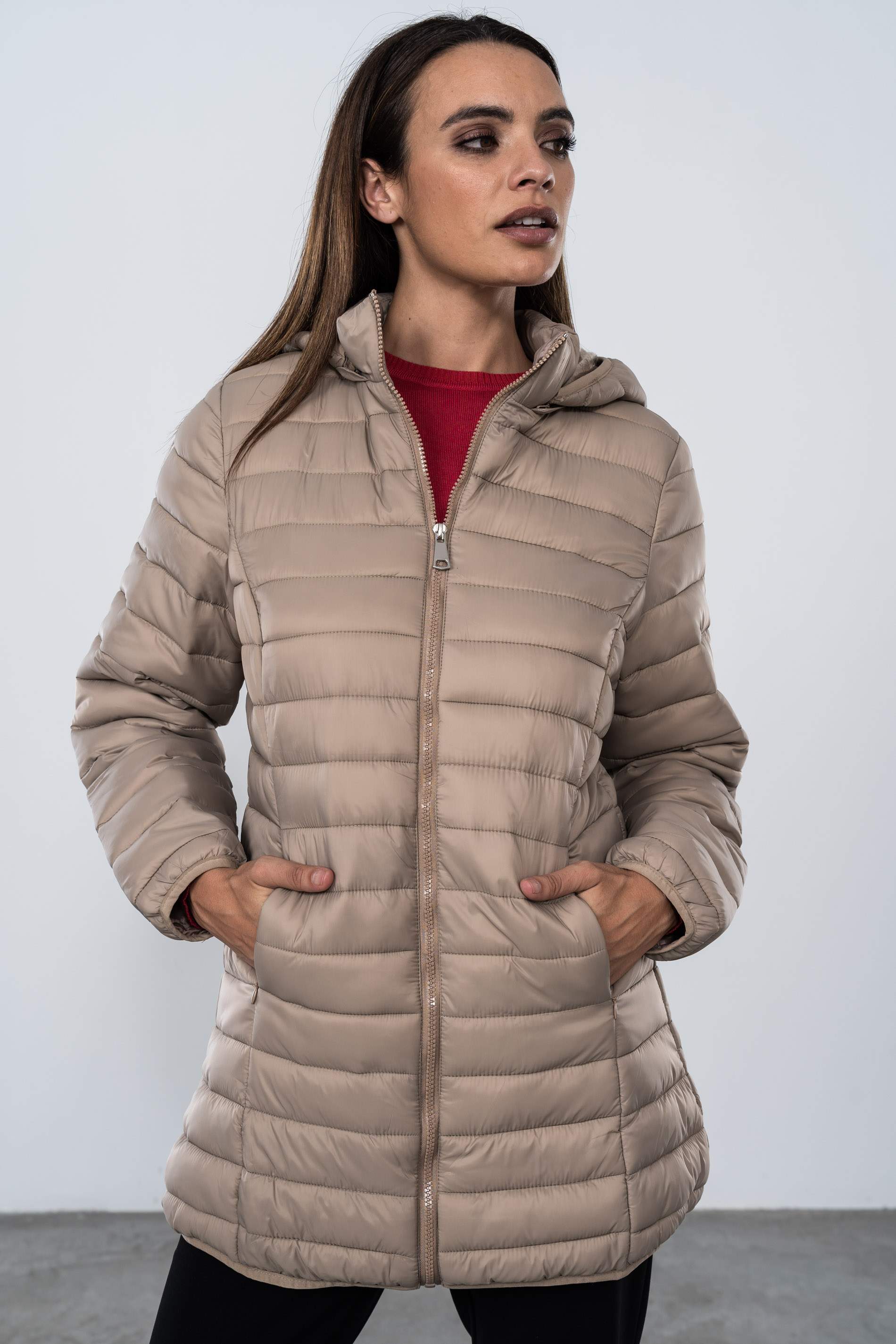 PARKA BOLSILLOS OCULTOS TAUPE