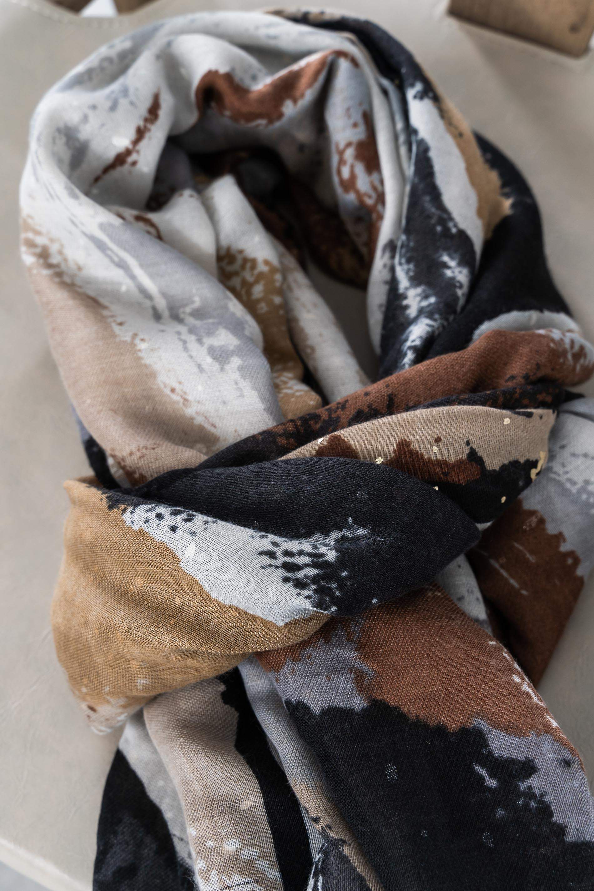 FOULARD MANCHAS TOPOS ORO CAMEL
