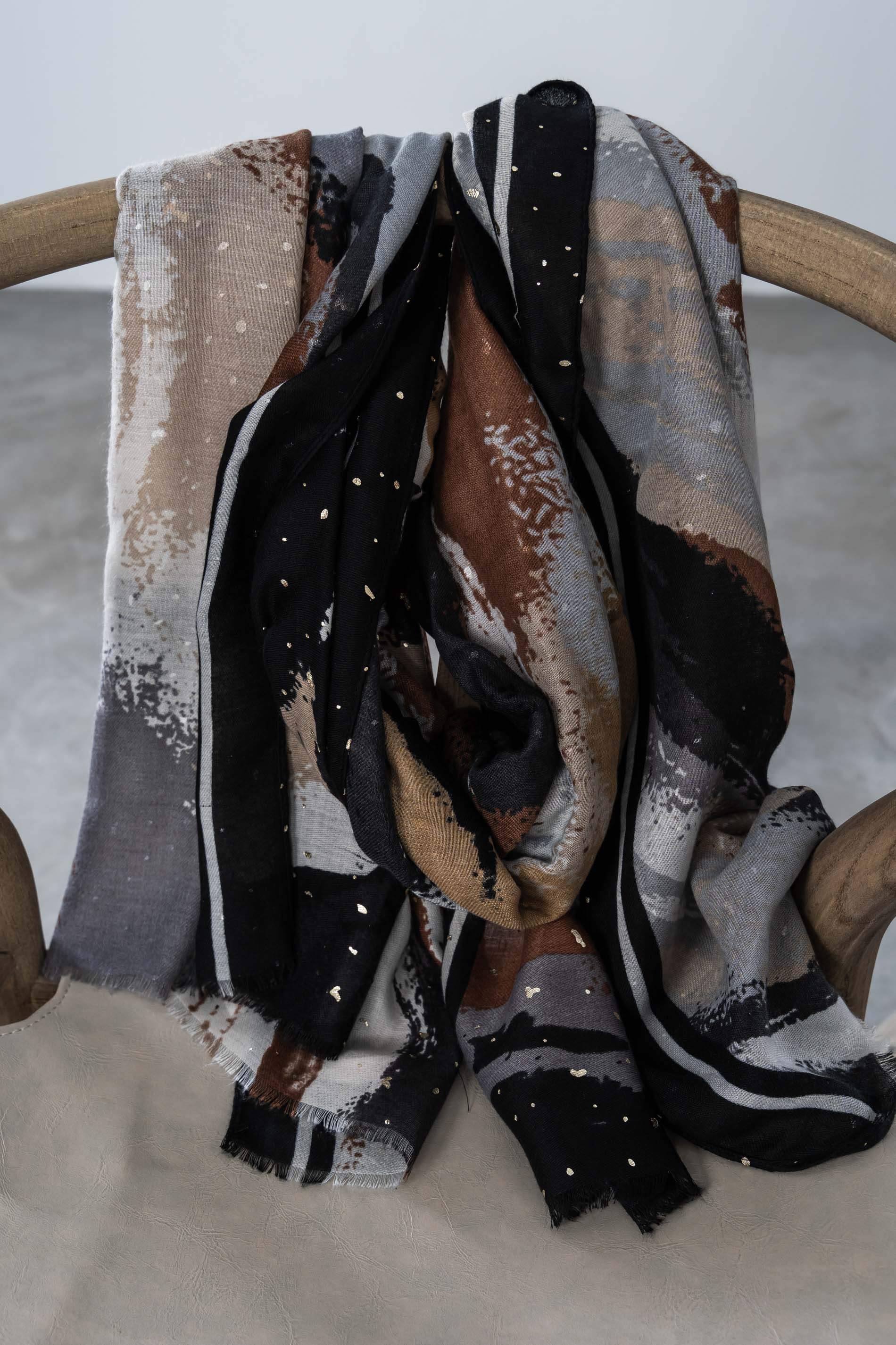 FOULARD MANCHAS TOPOS ORO CAMEL