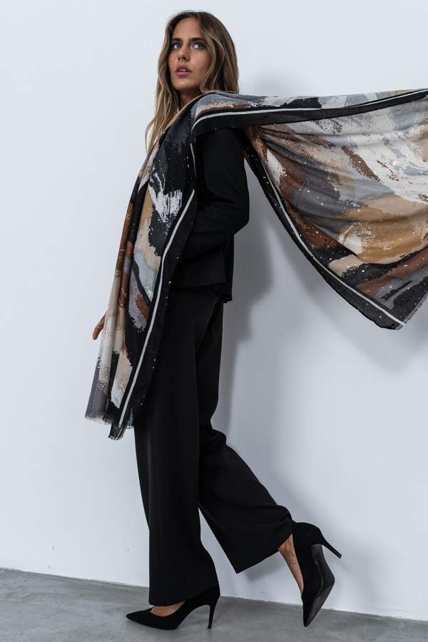 FOULARD MANCHAS TOPOS ORO CAMEL