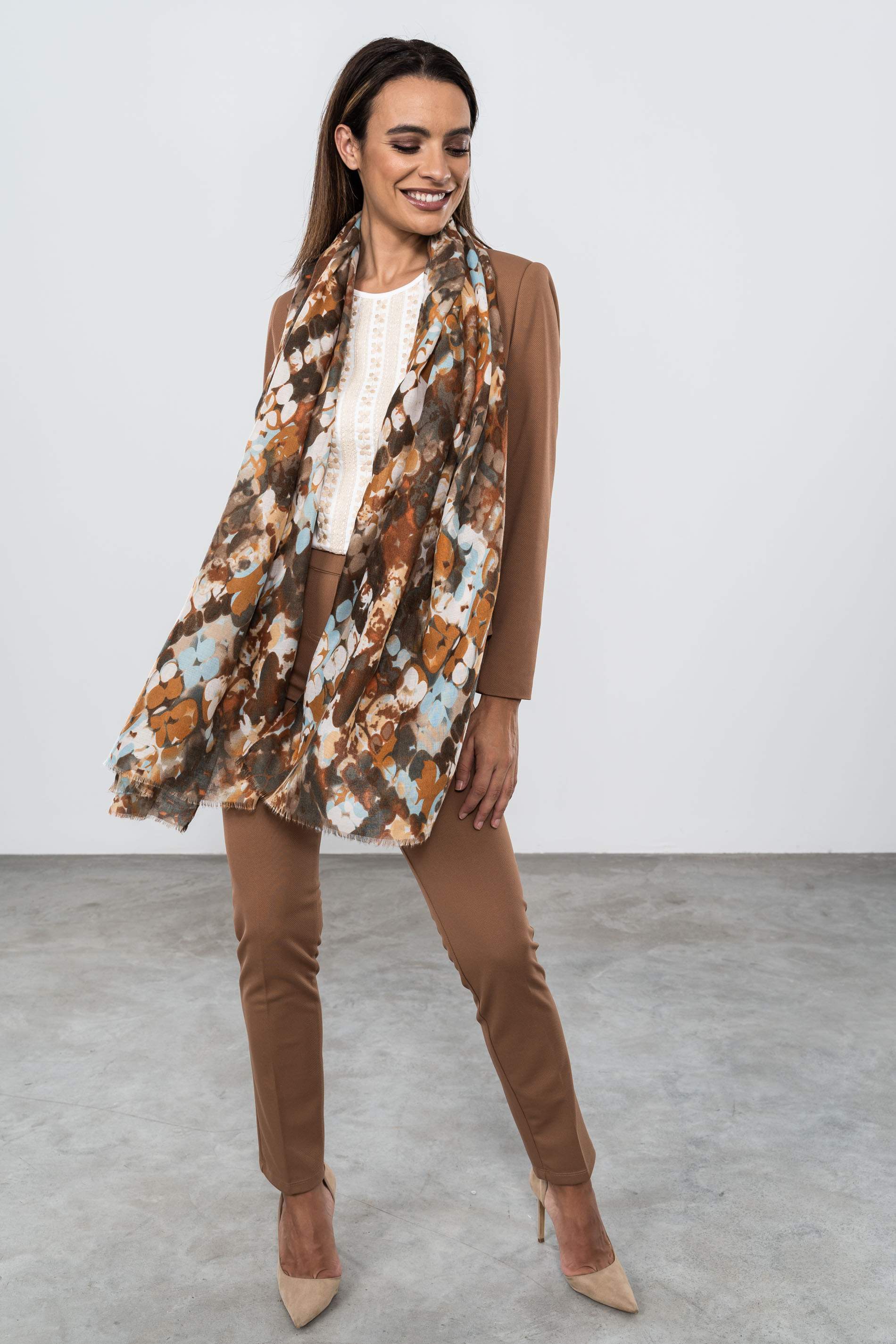 FOULARD MANCHAS COMBINADAS CAMEL