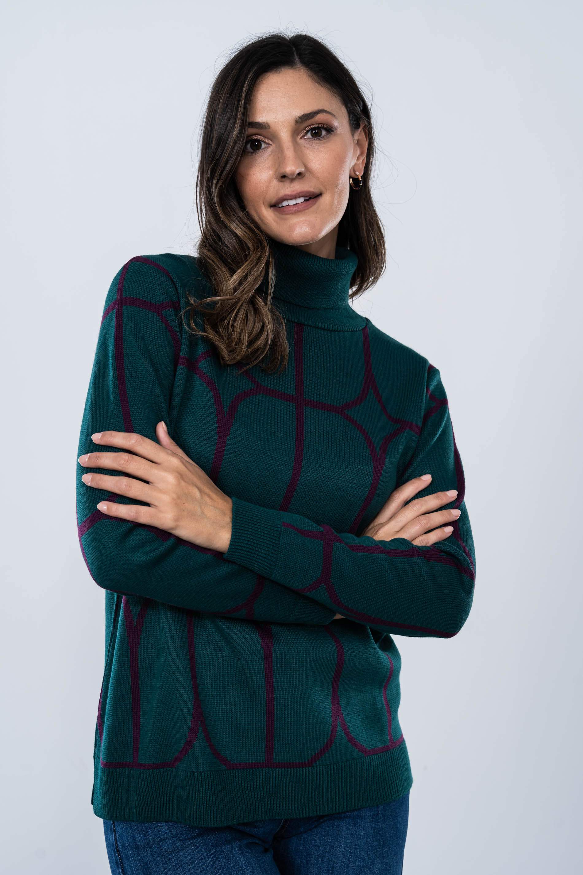 JERSEY JACQUARD GEOMTRICO C CISNE VERDE