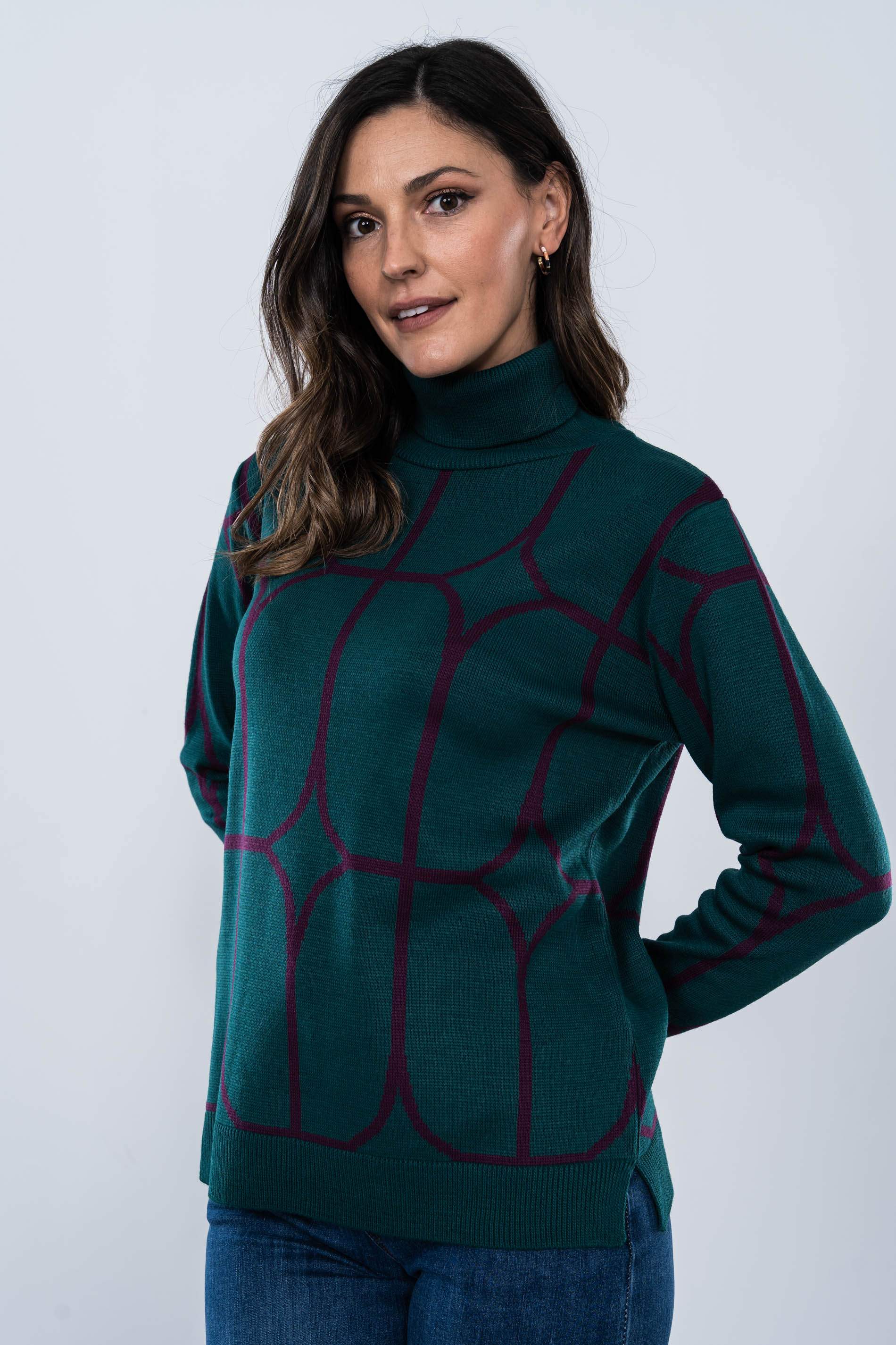 JERSEY JACQUARD GEOMTRICO C CISNE VERDE