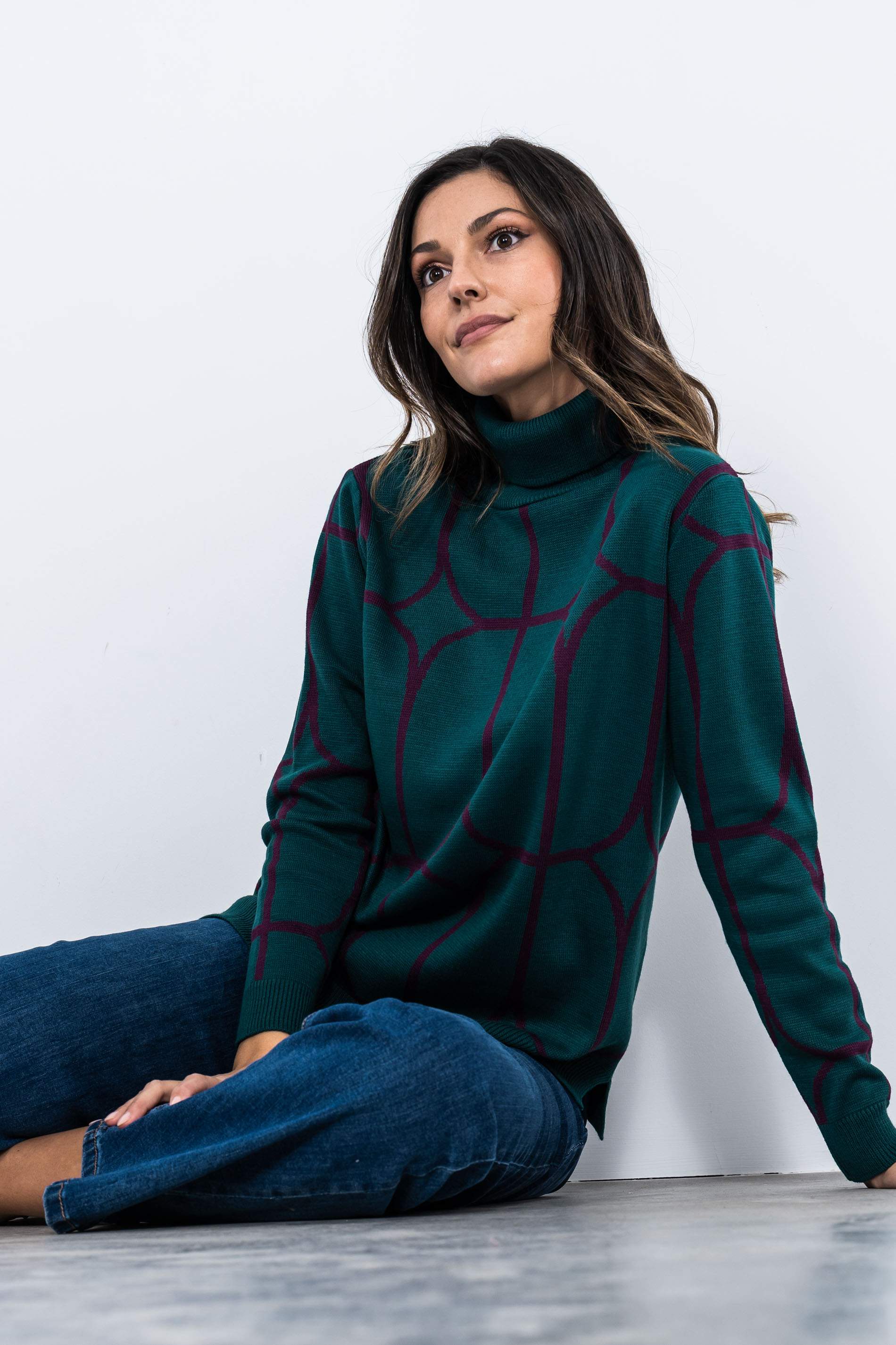 JERSEY JACQUARD GEOMTRICO C CISNE VERDE