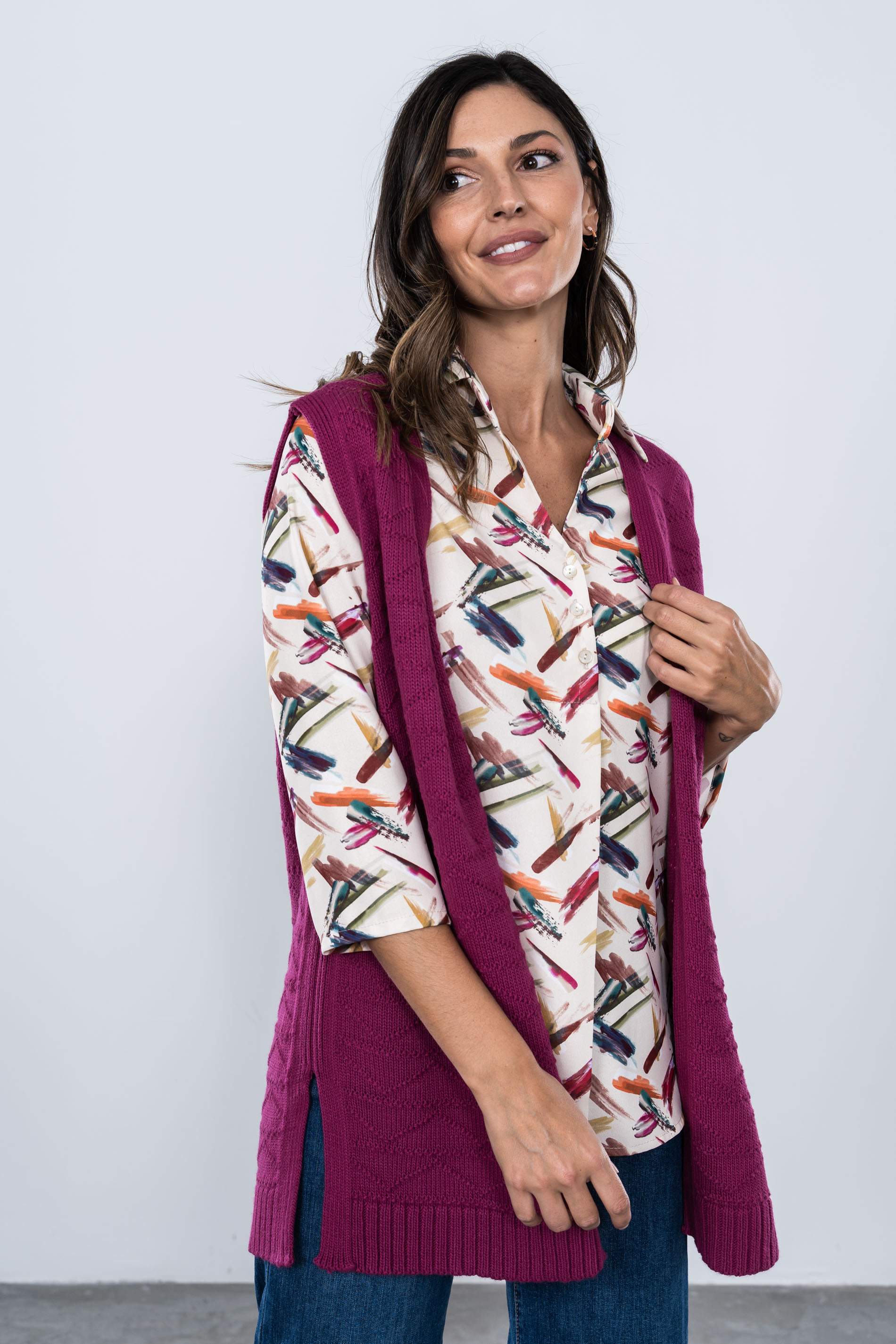 CHALECO DISEÑO ZIG ZAG VIOLETA