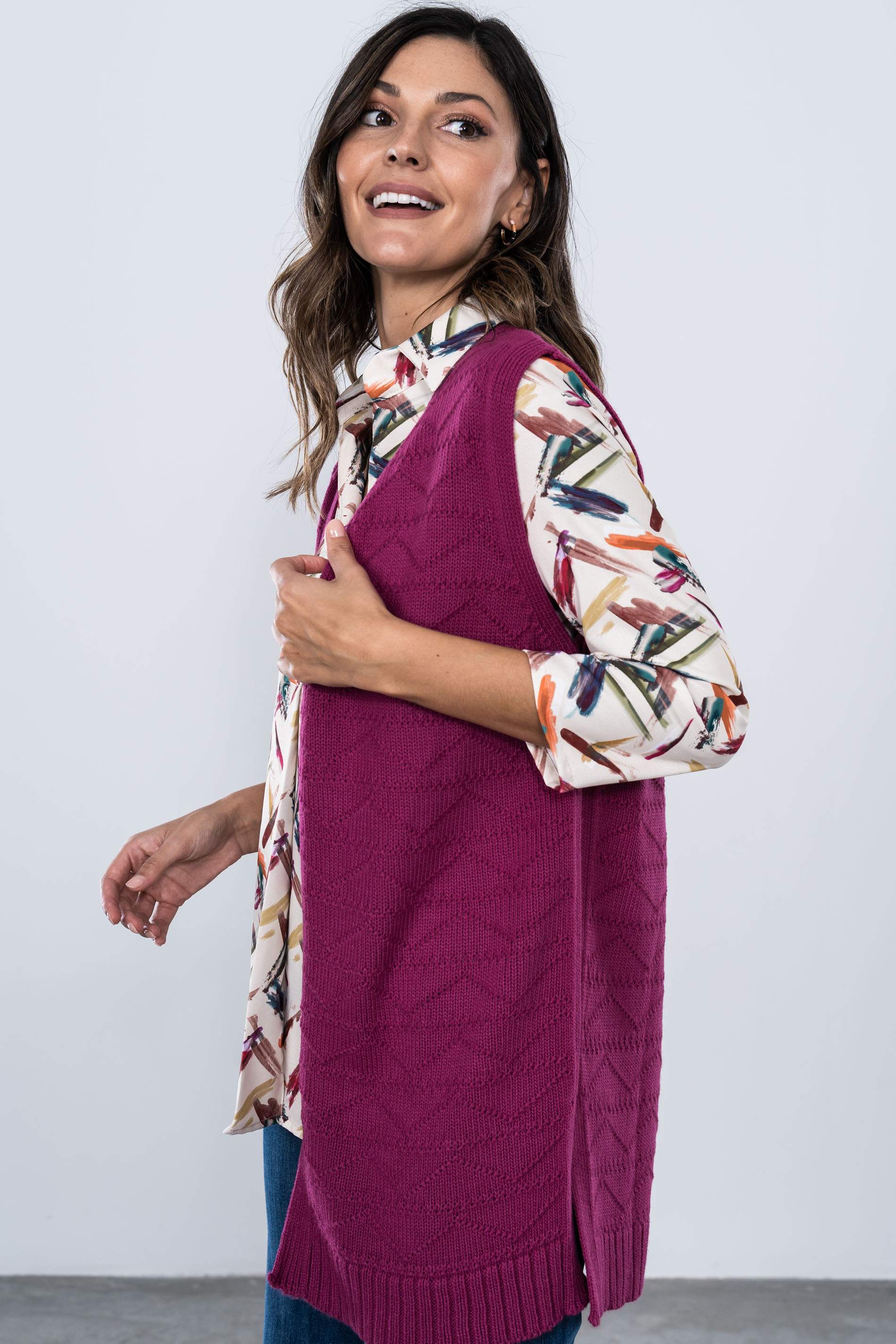 CHALECO DISEÑO ZIG ZAG VIOLETA
