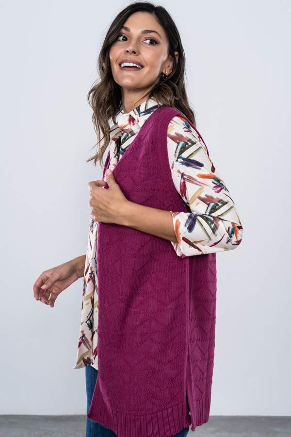 CHALECO DISEÑO ZIG ZAG VIOLETA