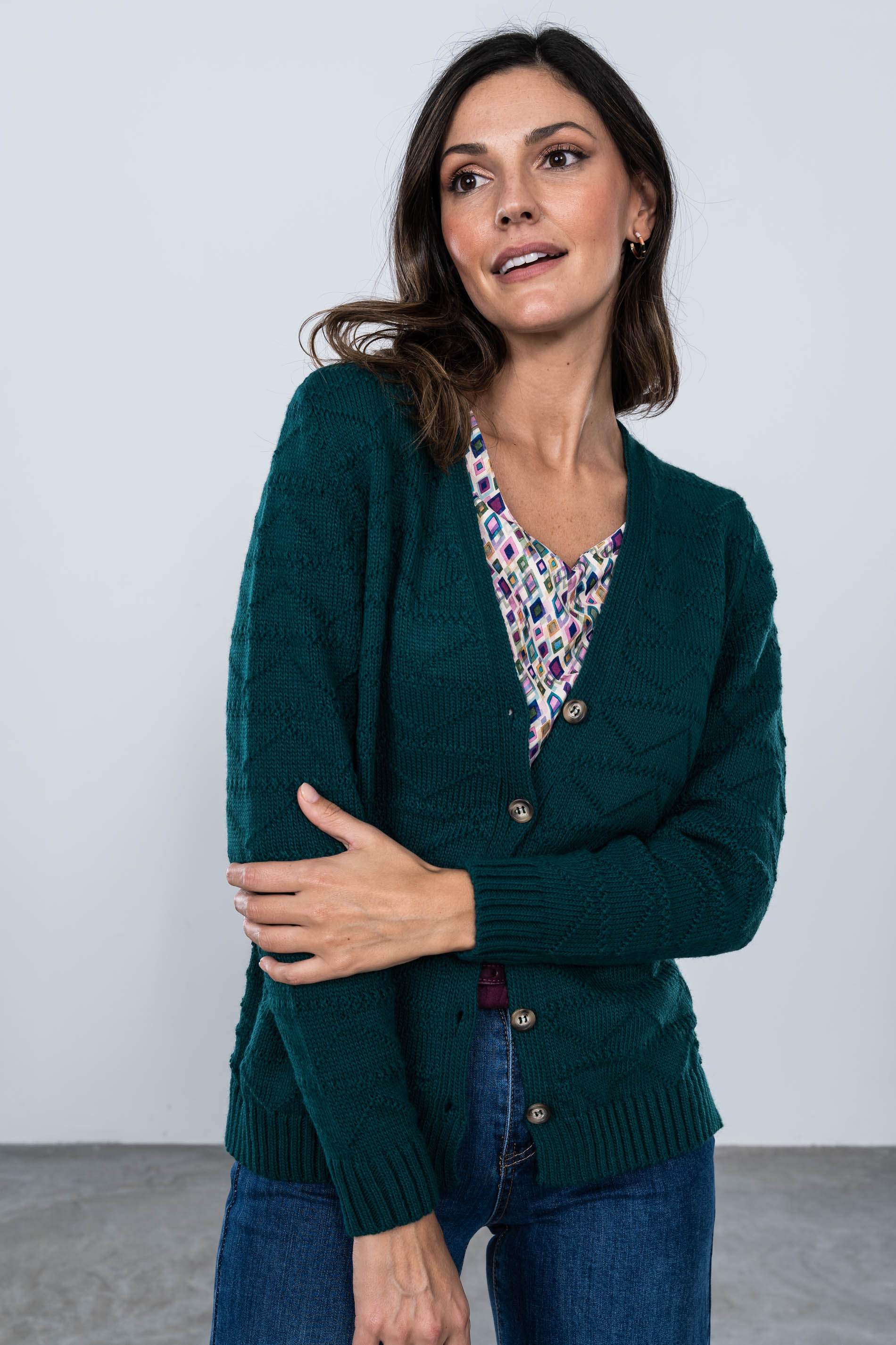 CHAQUETA DISEÑO ZIG ZAG VERDE