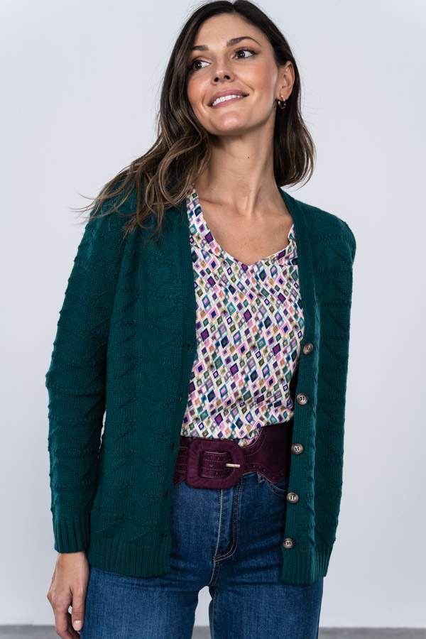 CHAQUETA DISEÑO ZIG ZAG VERDE