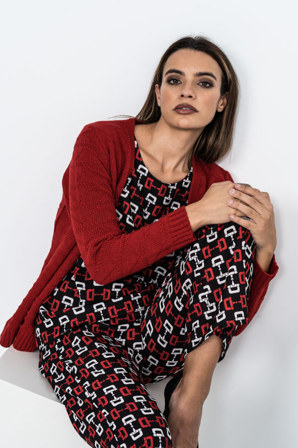 CHAQUETA DISEÑO ZIG ZAG DOS BOTONES ROJO