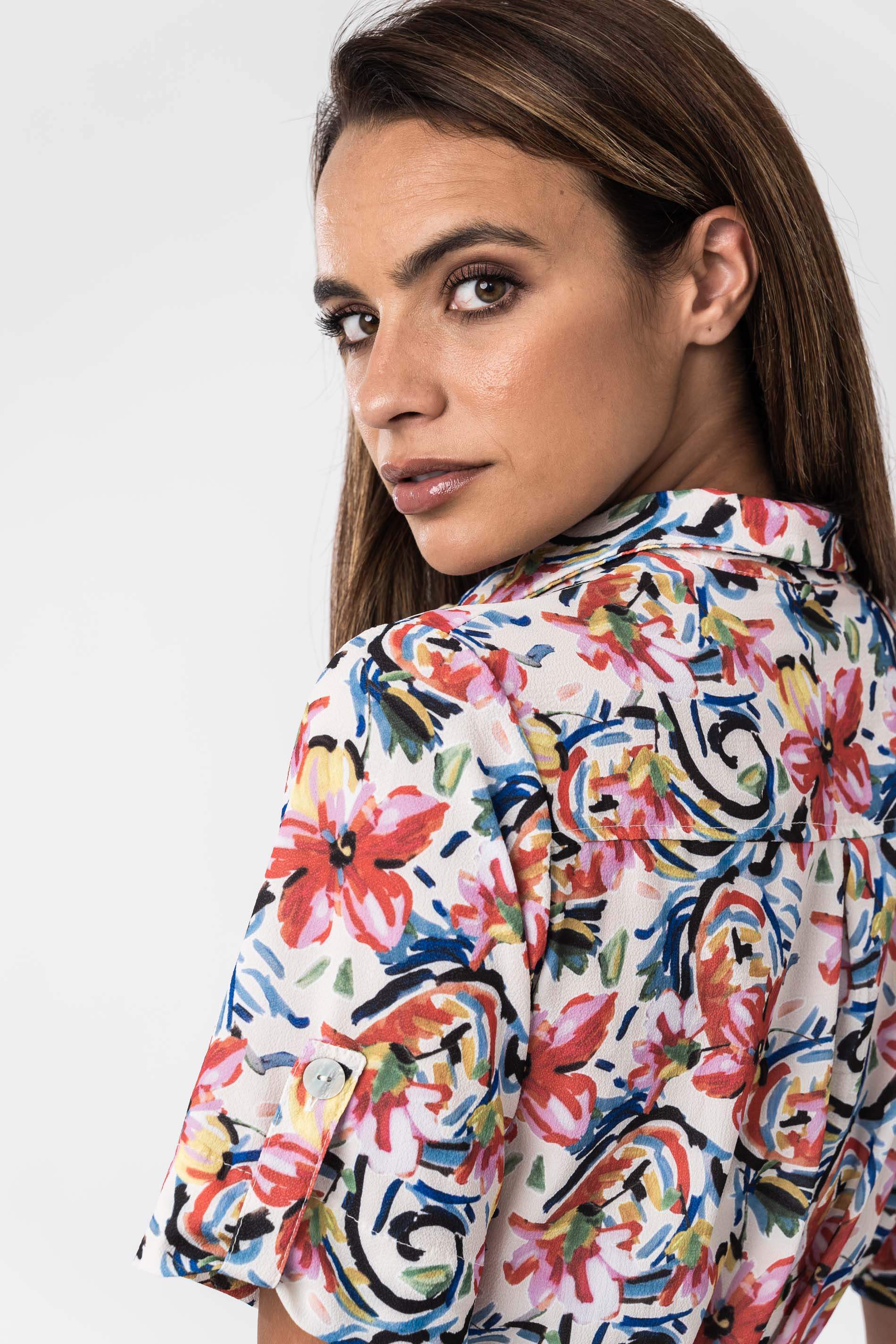 VESTIDO CAMISERO FLORAL TRAZOS