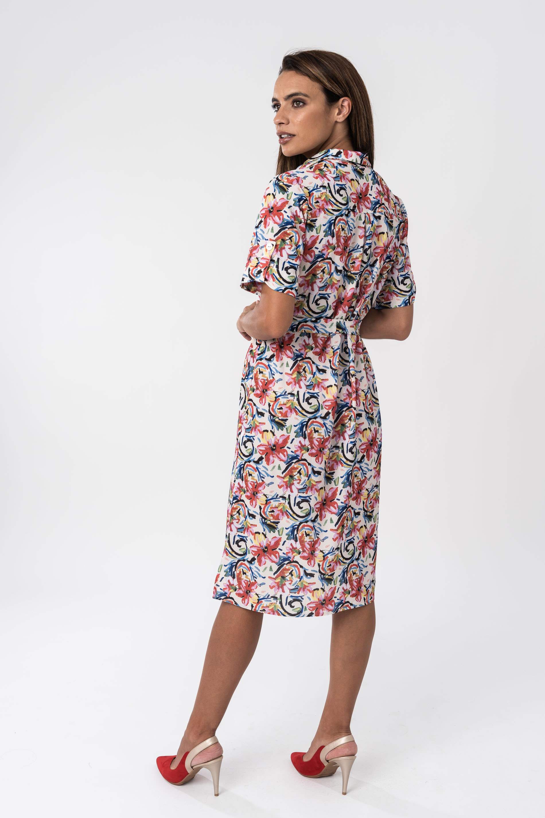 VESTIDO CAMISERO FLORAL TRAZOS