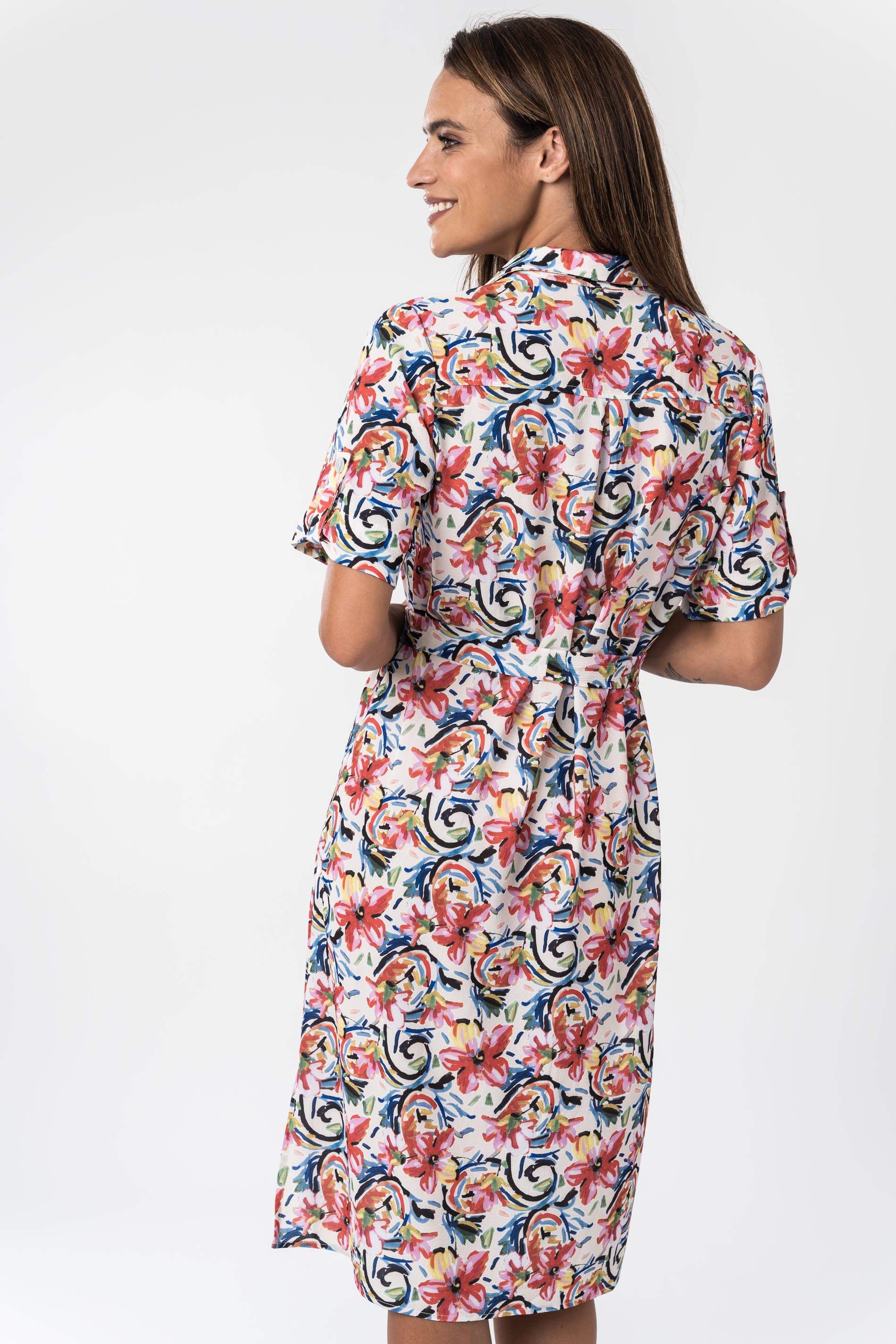 VESTIDO CAMISERO FLORAL TRAZOS