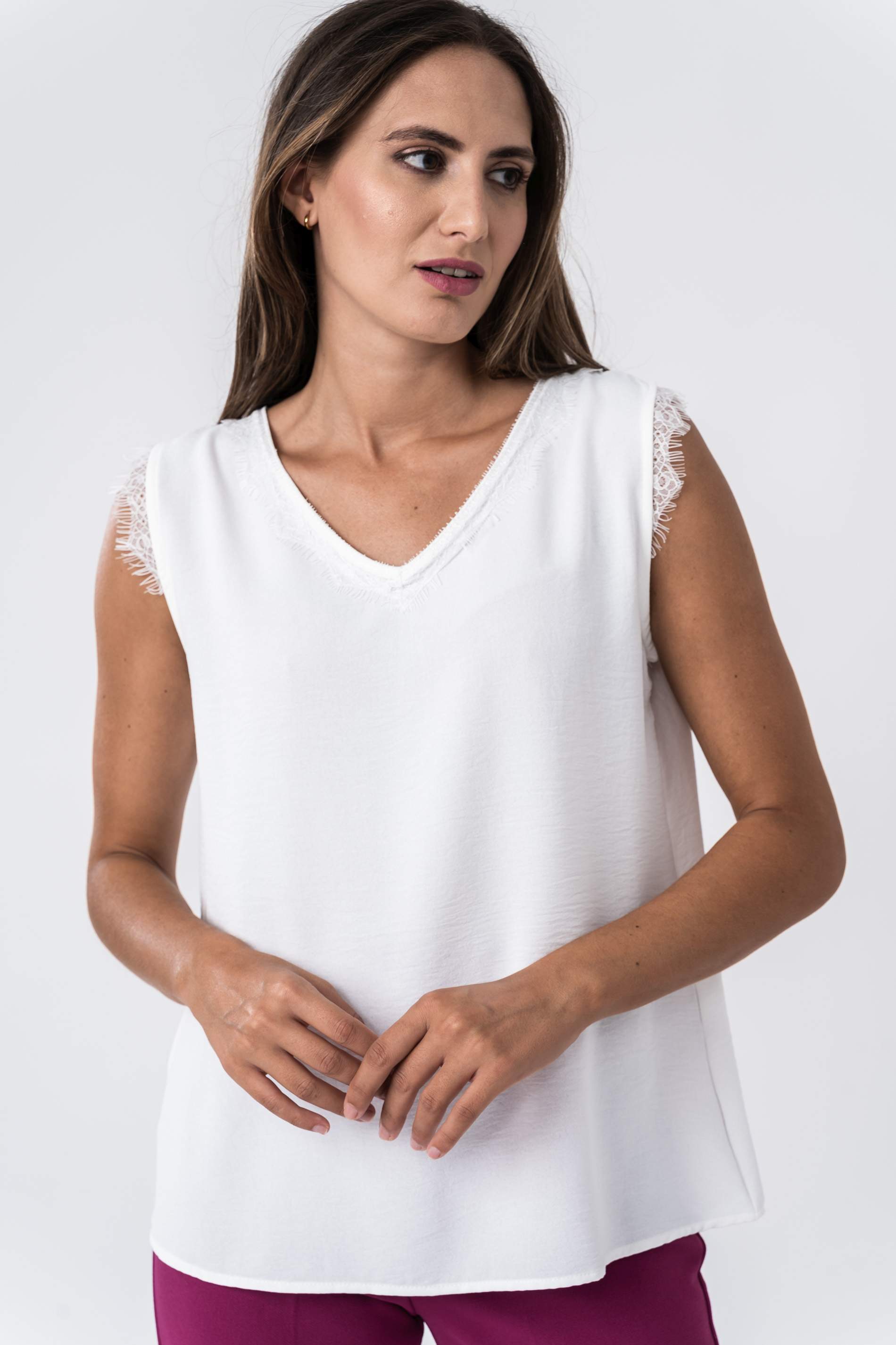BLUSA COMBINADA ENCAJE BLANCO