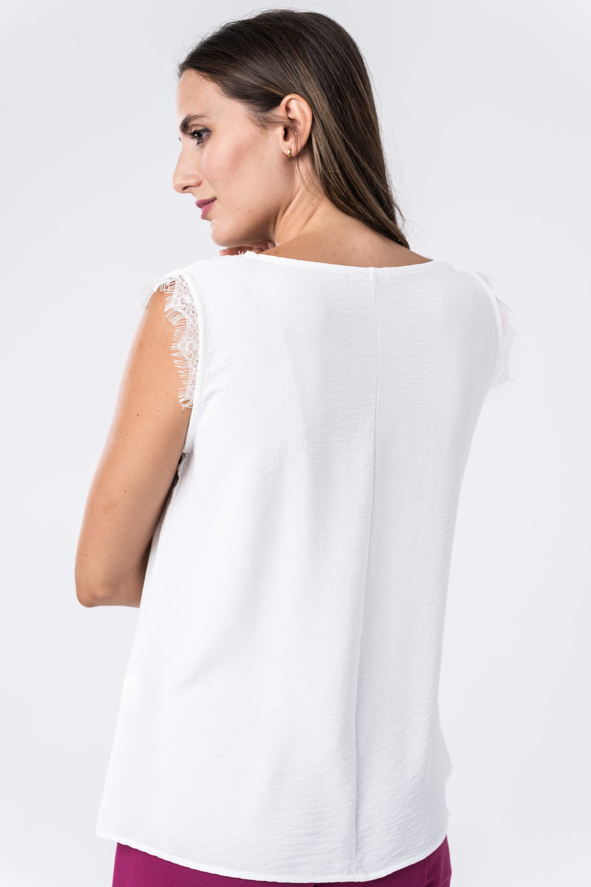 BLUSA COMBINADA ENCAJE BLANCO