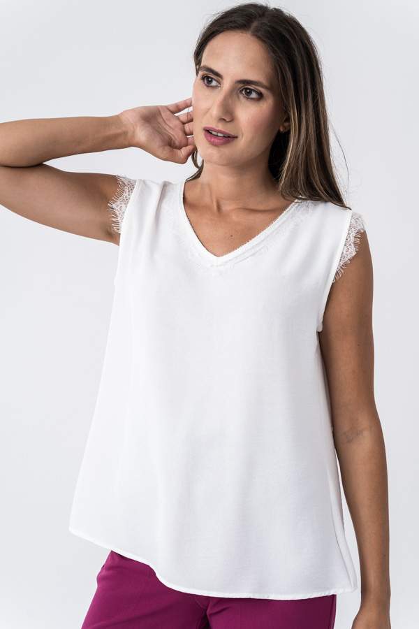 BLUSA COMBINADA ENCAJE BLANCO