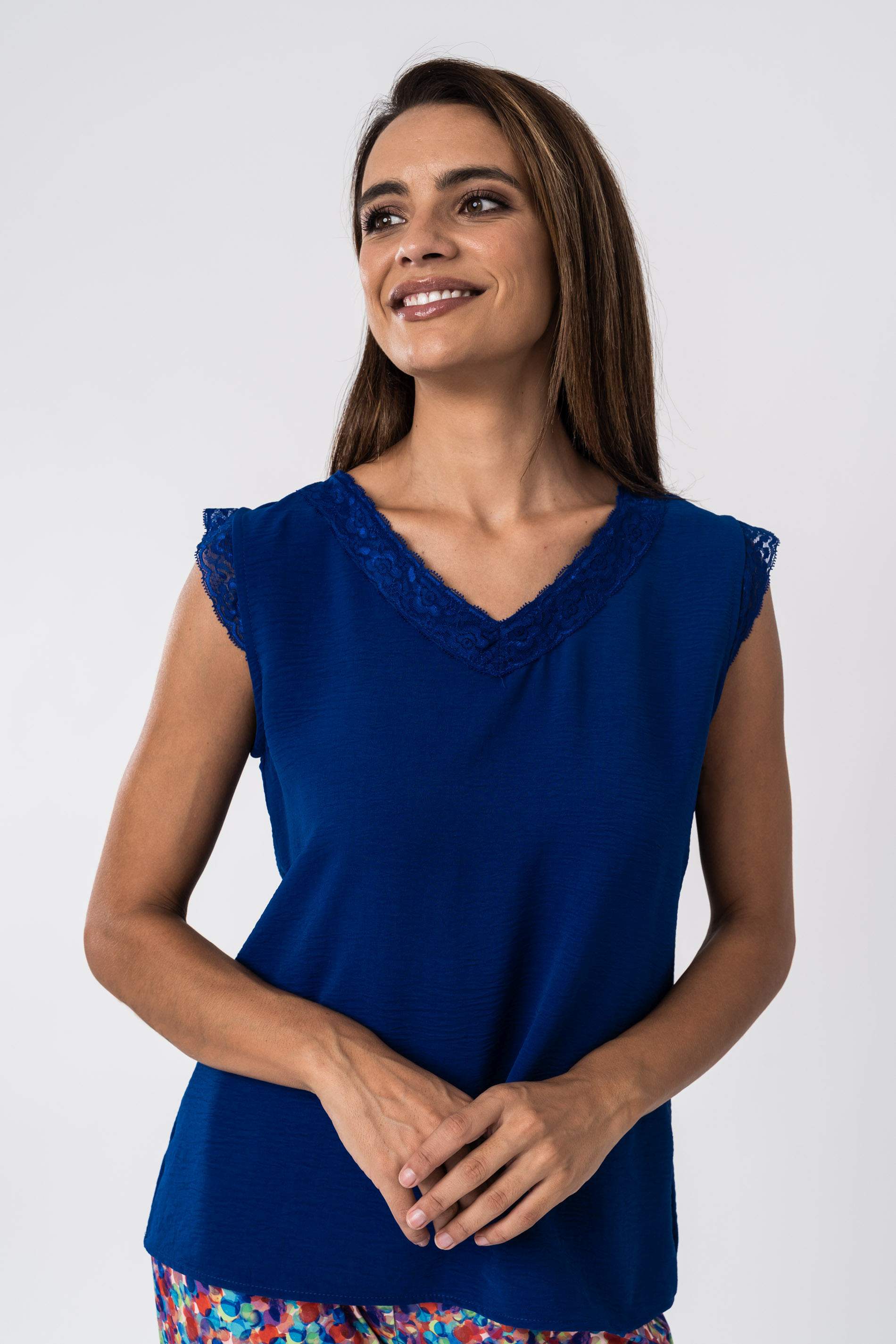 BLUSA COMBINADA ENCAJE TINTA