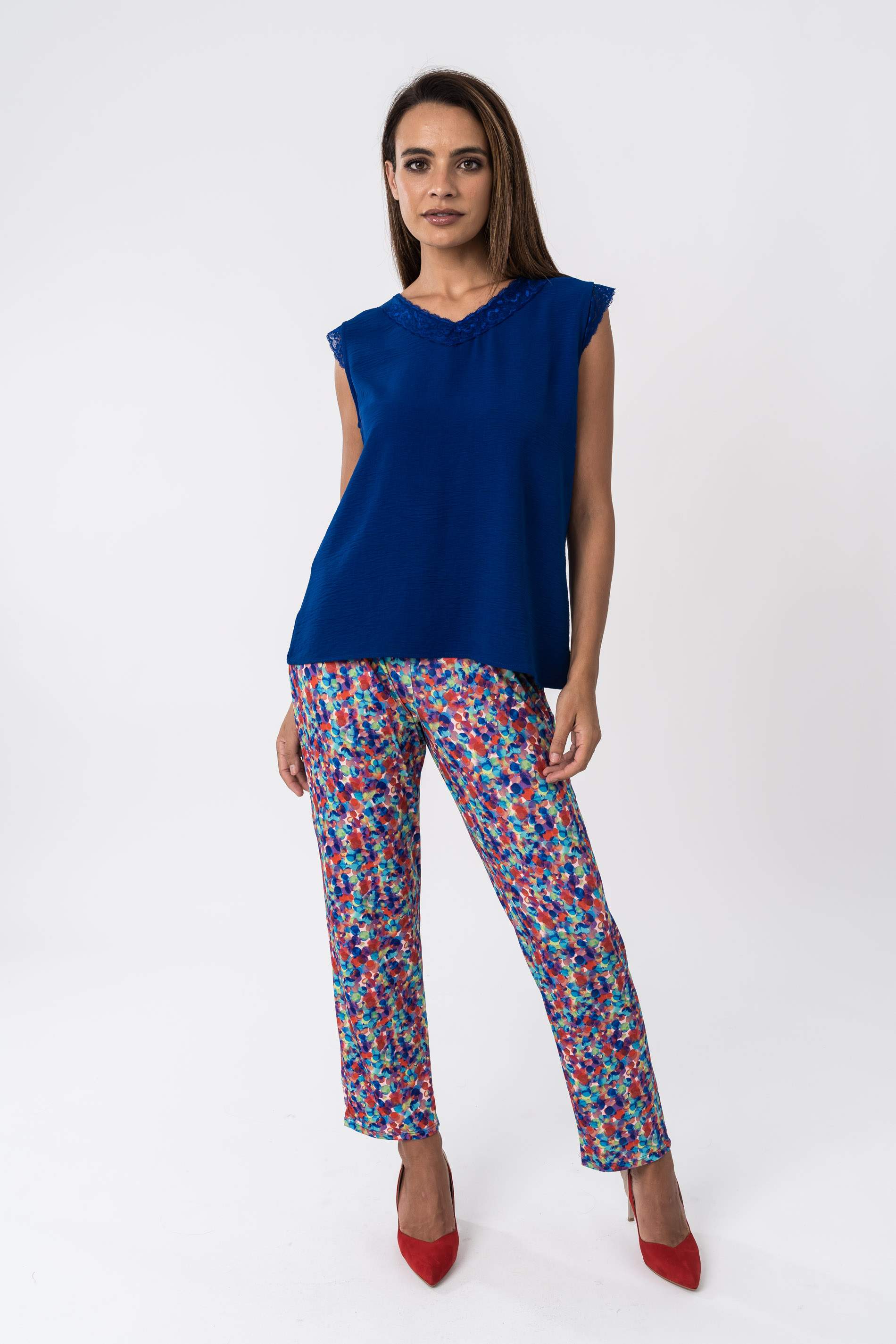 BLUSA COMBINADA ENCAJE TINTA