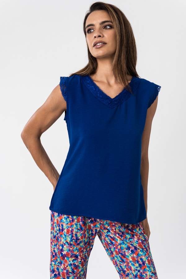 BLUSA COMBINADA ENCAJE TINTA