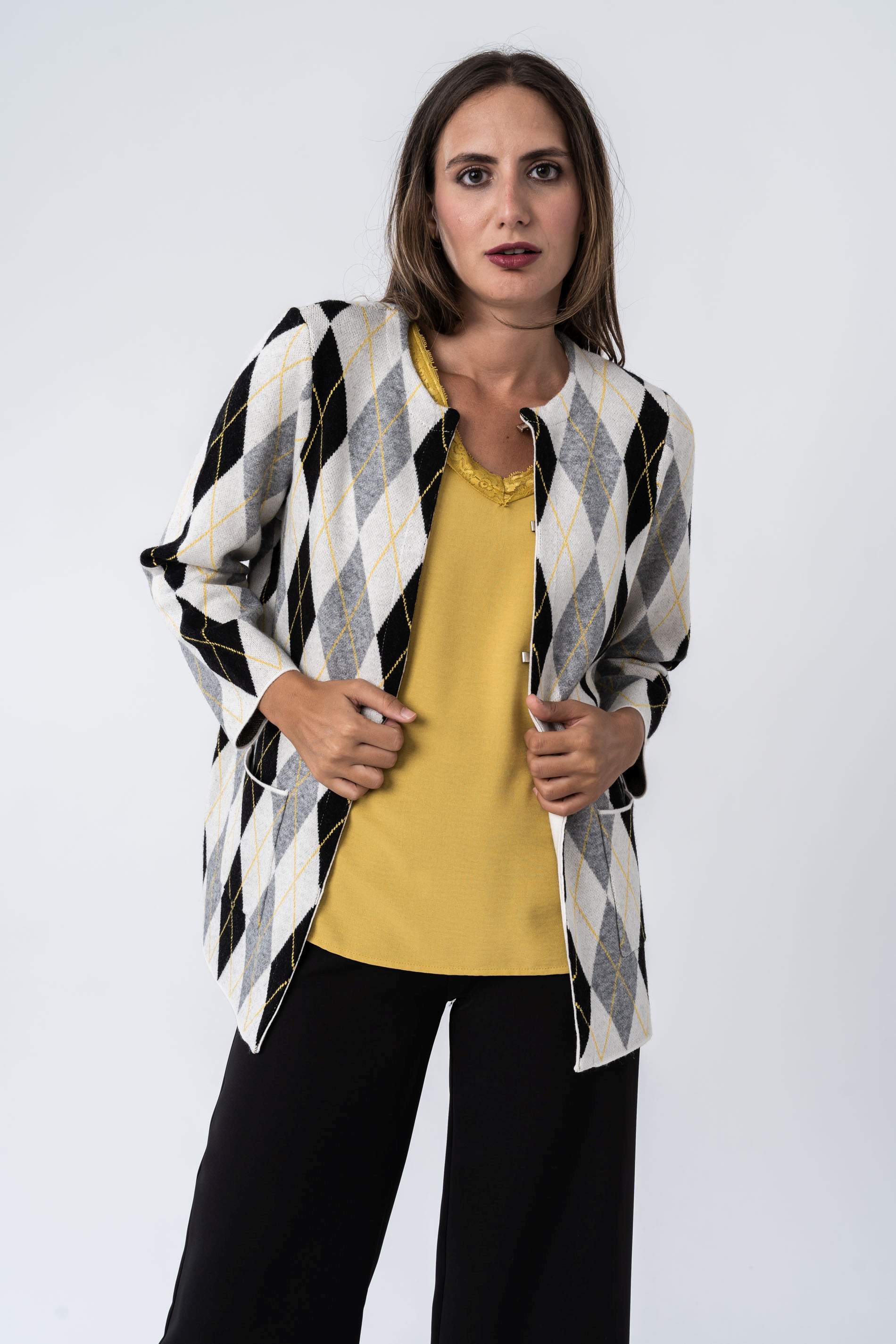 BLUSA COMBINADA ENCAJE MOSTAZA