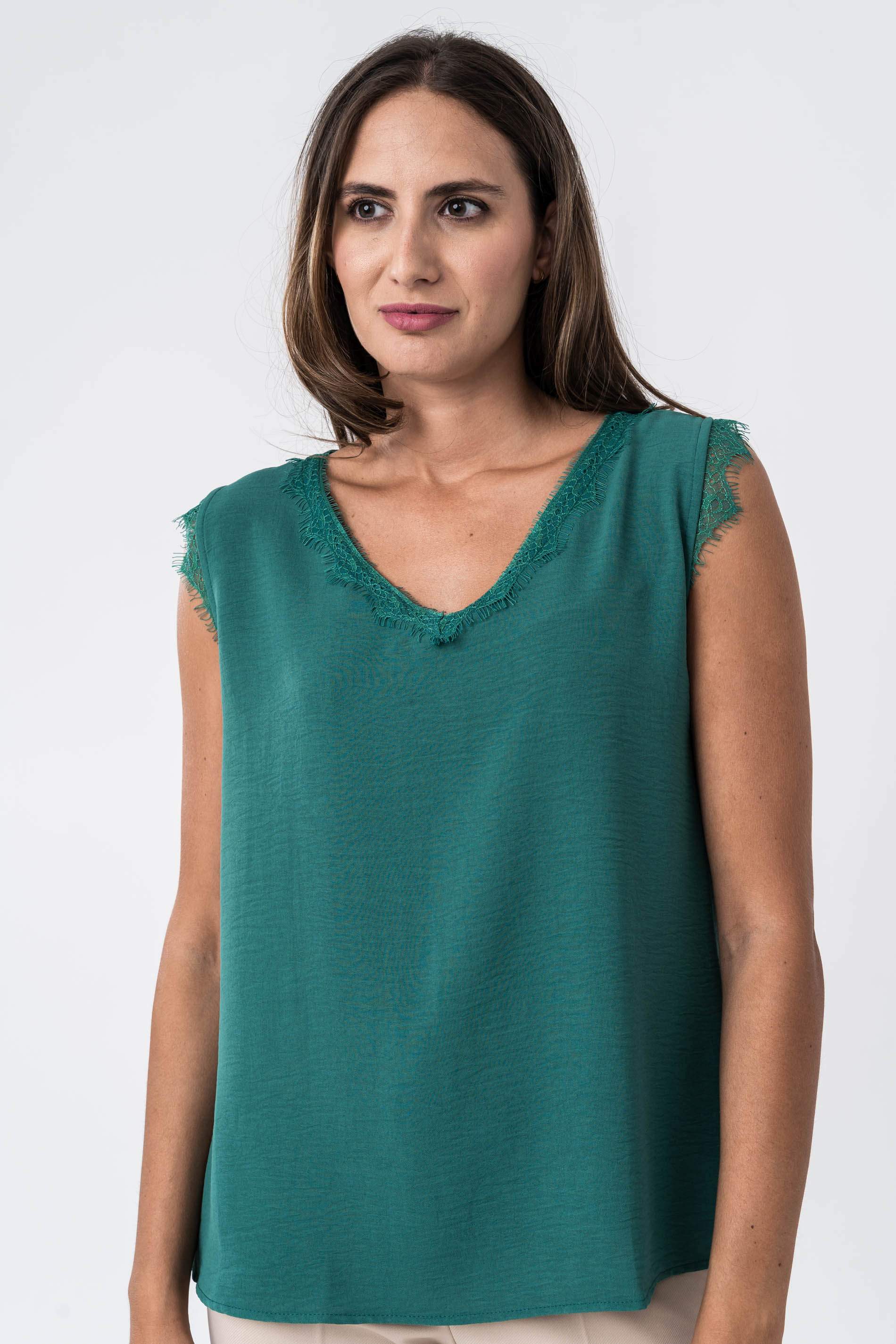 BLUSA COMBINADA ENCAJE VERDE