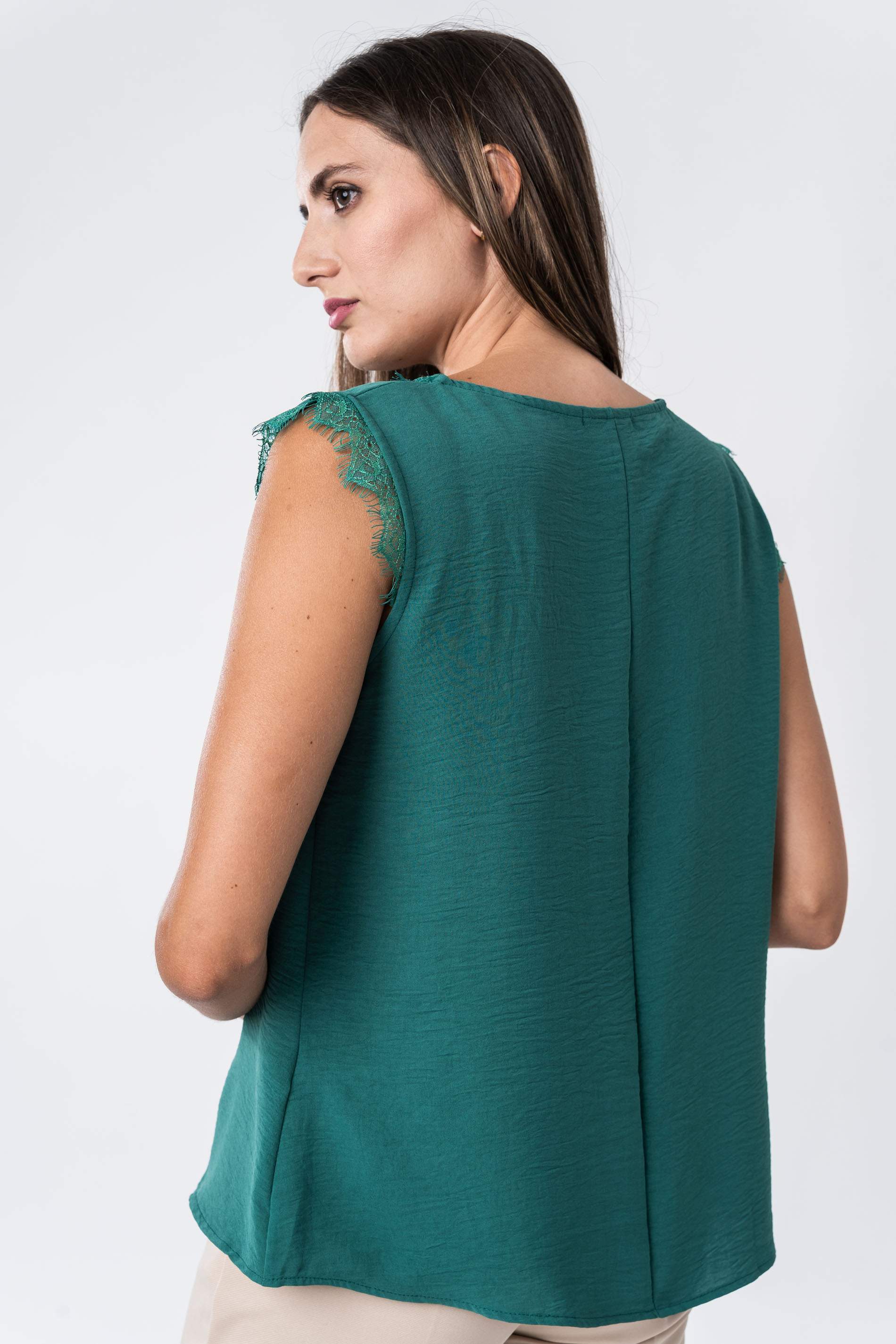 BLUSA COMBINADA ENCAJE VERDE