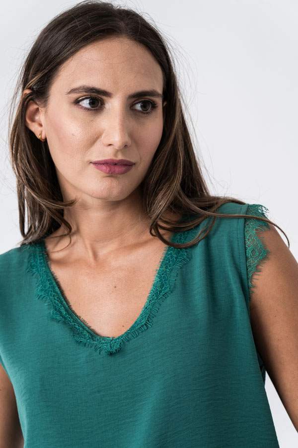 BLUSA COMBINADA ENCAJE VERDE