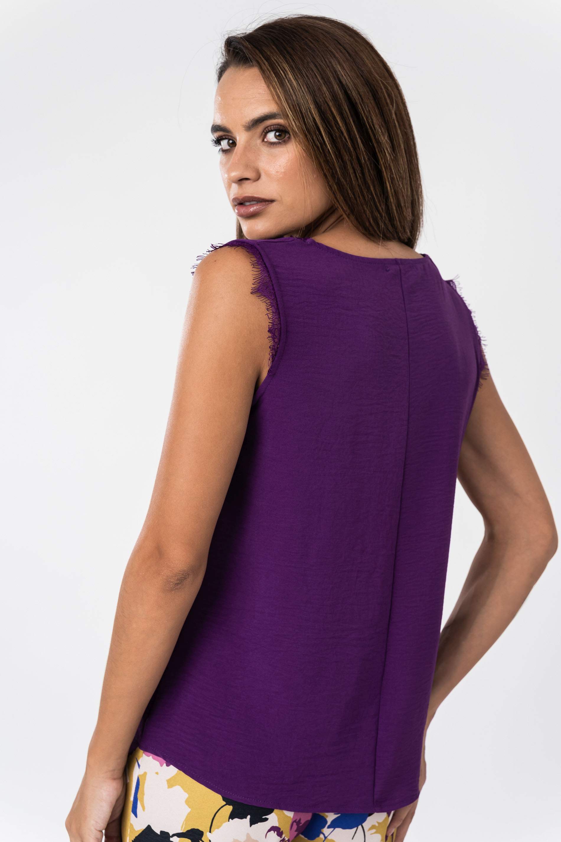 BLUSA COMBINADA ENCAJE MORADO