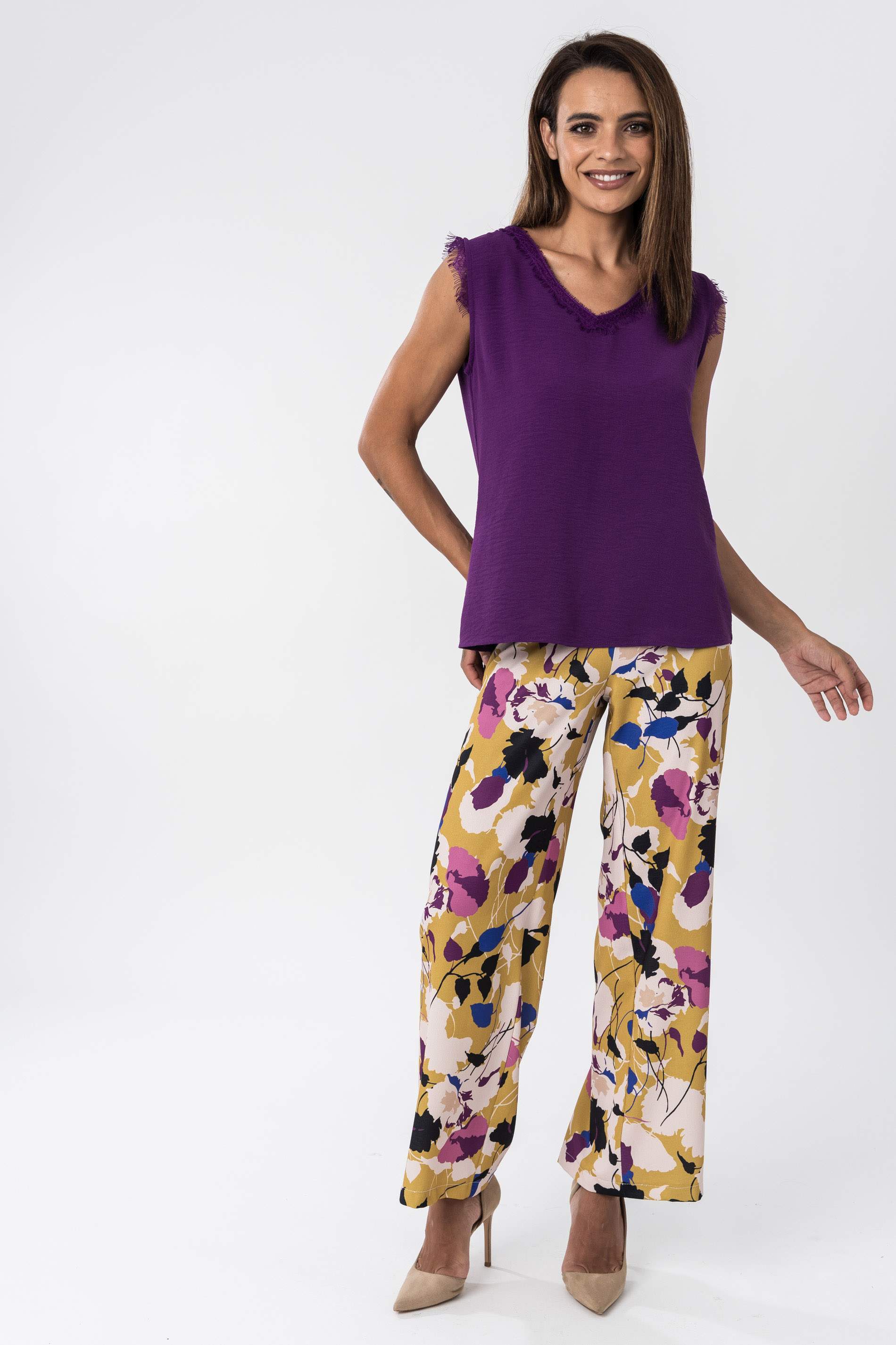 BLUSA COMBINADA ENCAJE MORADO